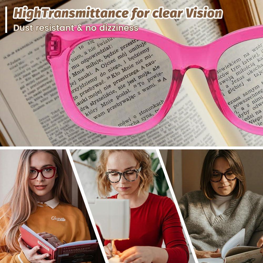 JiSoo Oversized Reading Glasses for Women Men, Stylish Designer Readers Women with Large Frame
