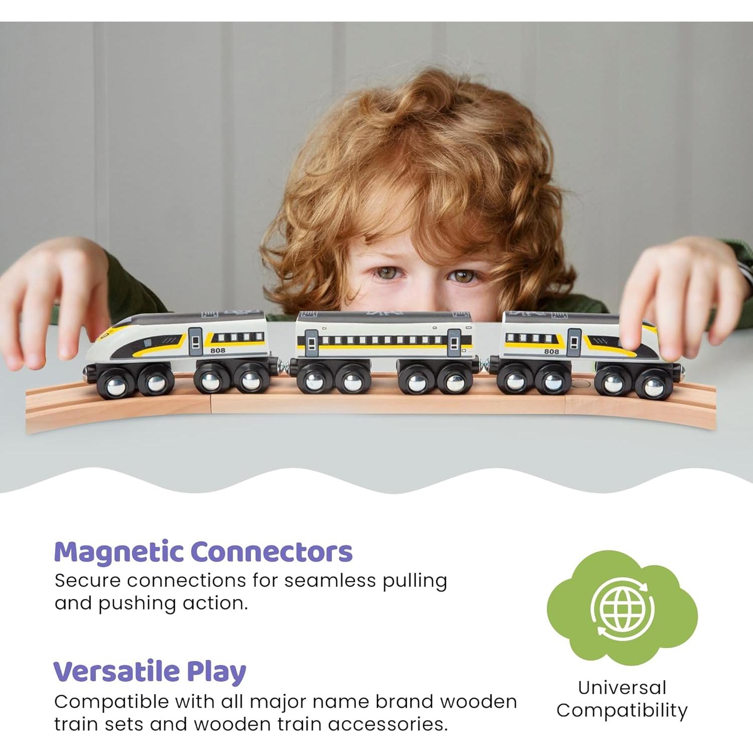 Tren Bala de Madera Maxim Enterprise con 2 Motores y Vagón