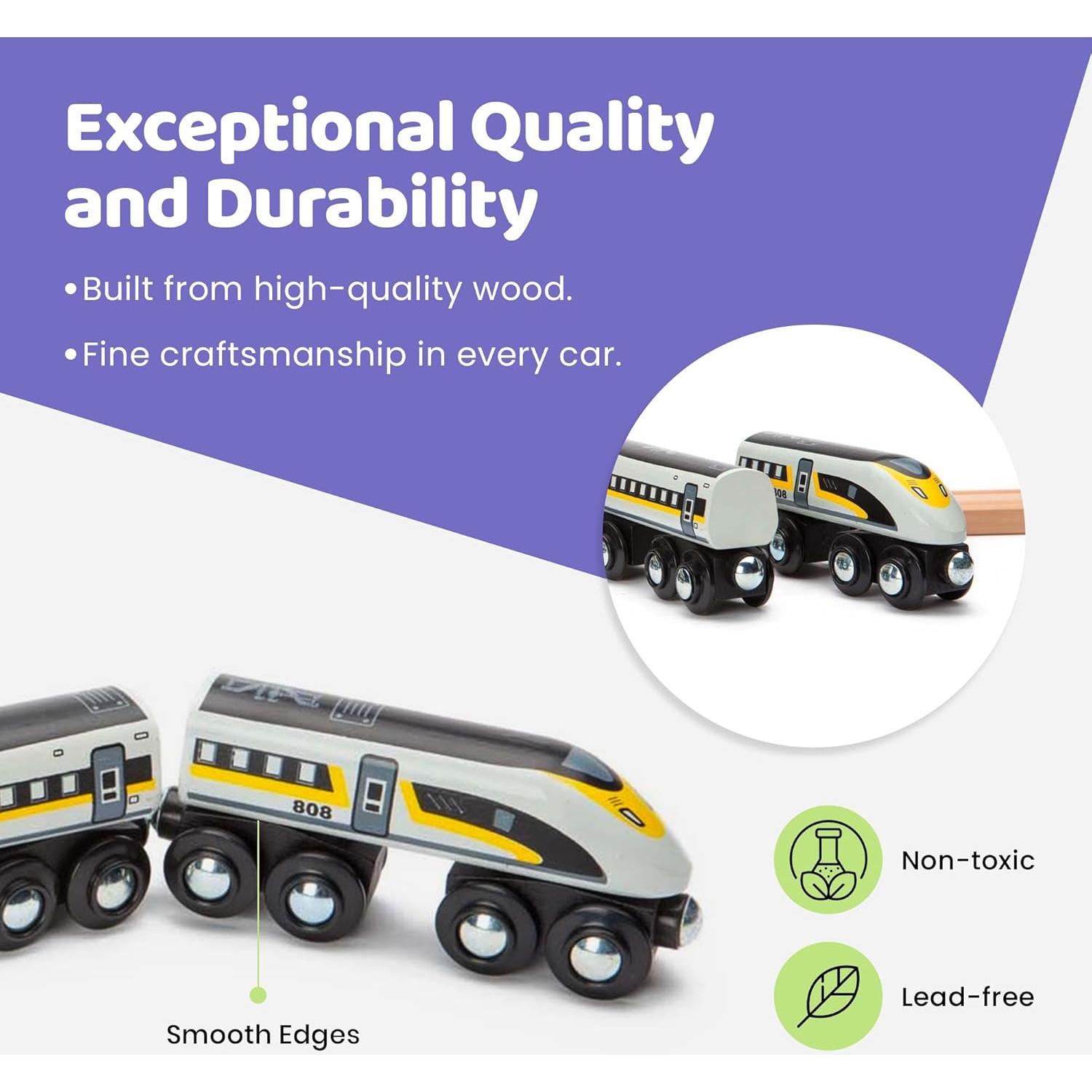 Tren Bala de Madera Maxim Enterprise con 2 Motores y Vagón