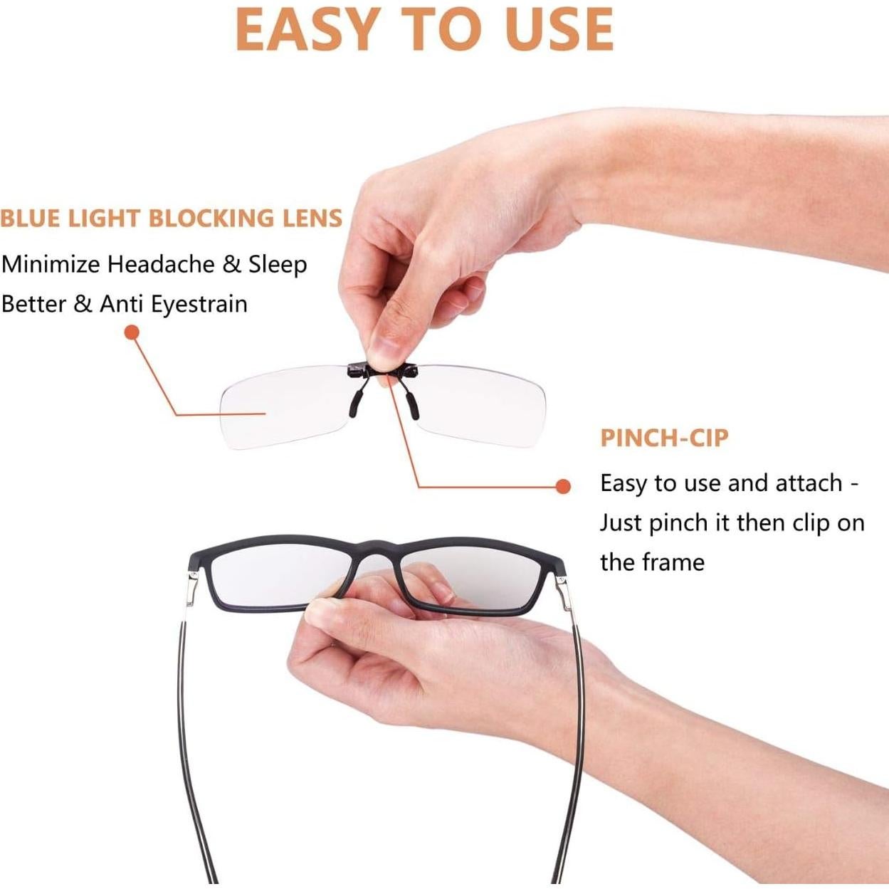 Clip en Gafas FONHCOO Anti Luz Azul para Prescripción