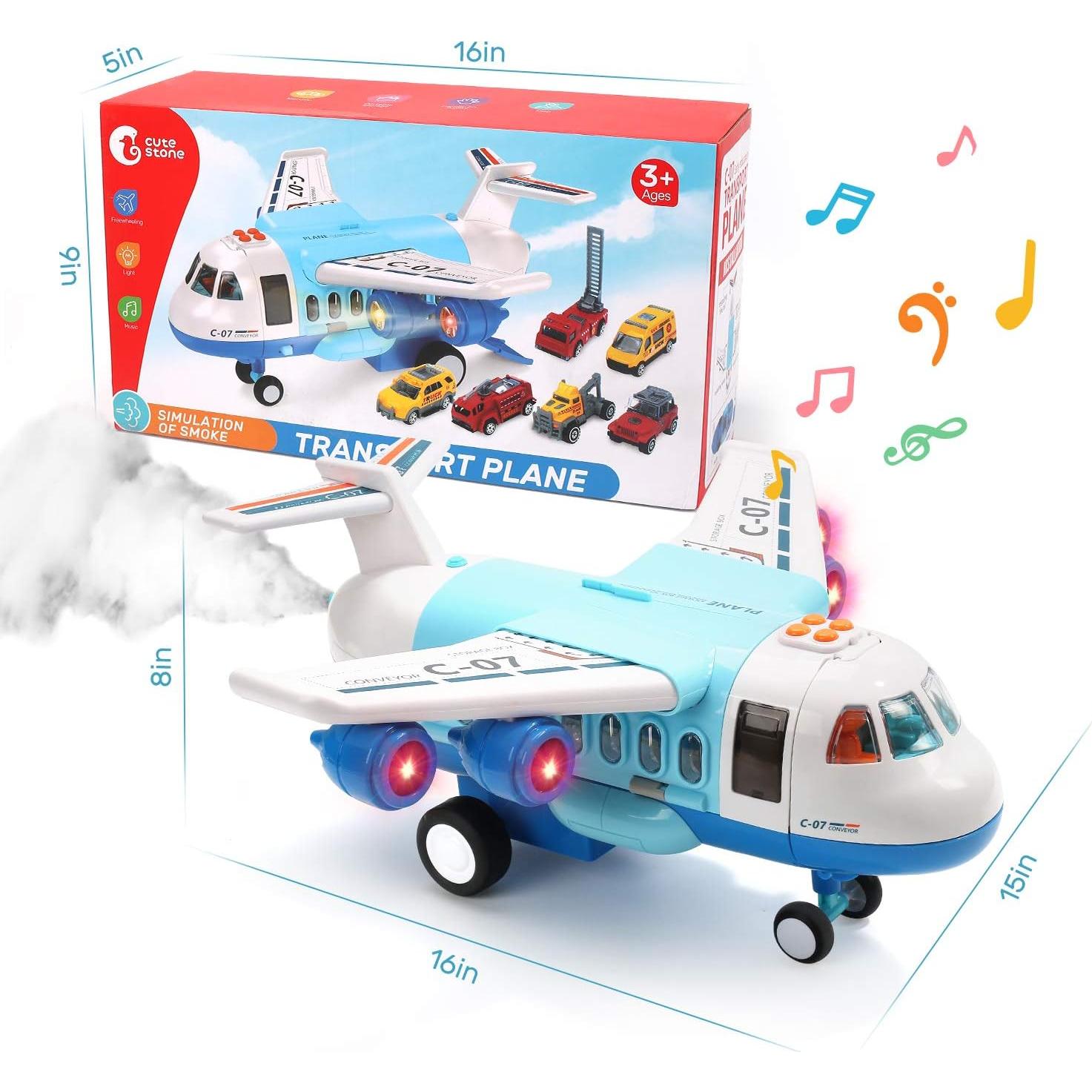 Avión de Carga CUTE STONE con Luces y Sonidos - 38 cm