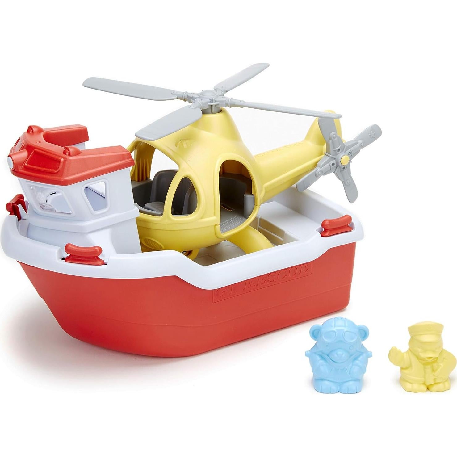 Barco de Rescate Green Toys con Helicóptero y Personajes