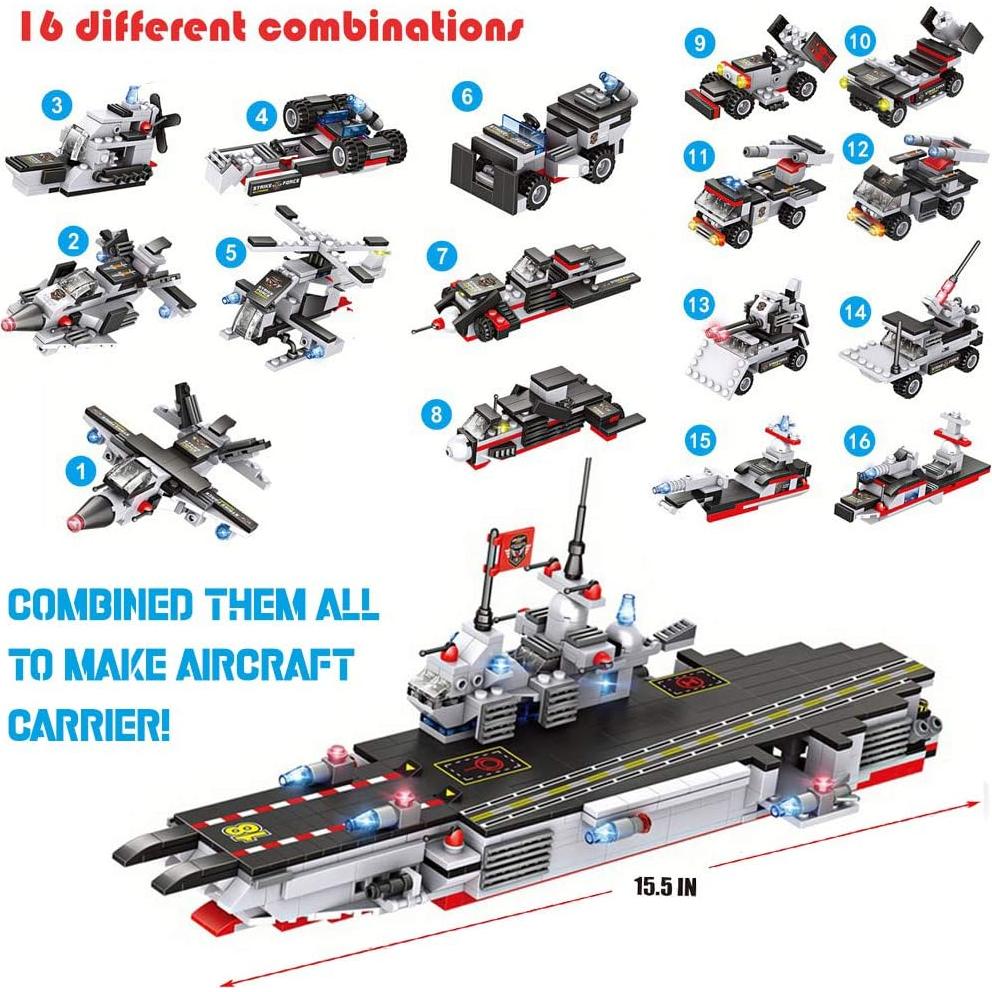 Flota de Portaaviones Militares Liberty Imports 825 Piezas