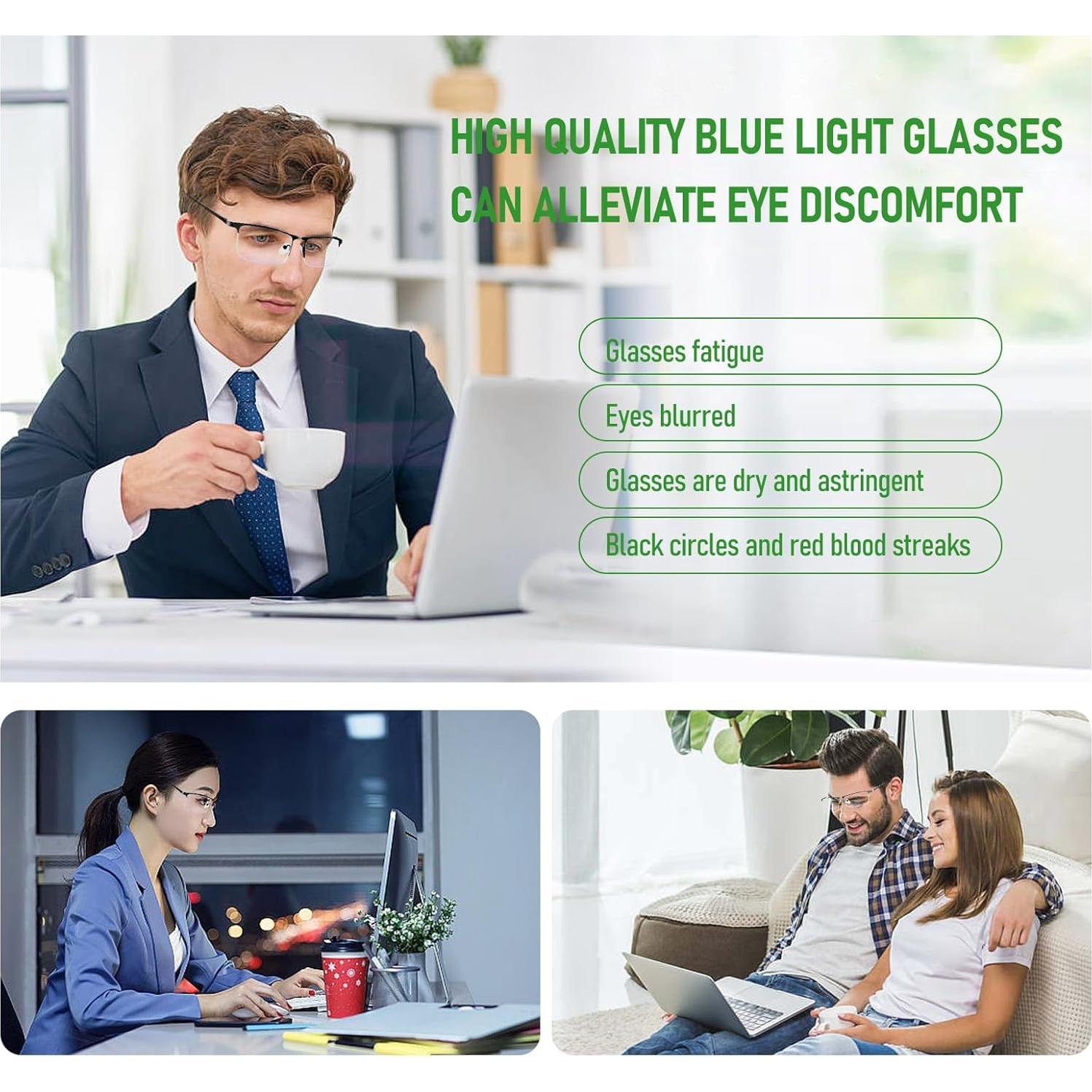 Gafas bloqueadoras de luz azul Anourney Metal 2 PCs UV400