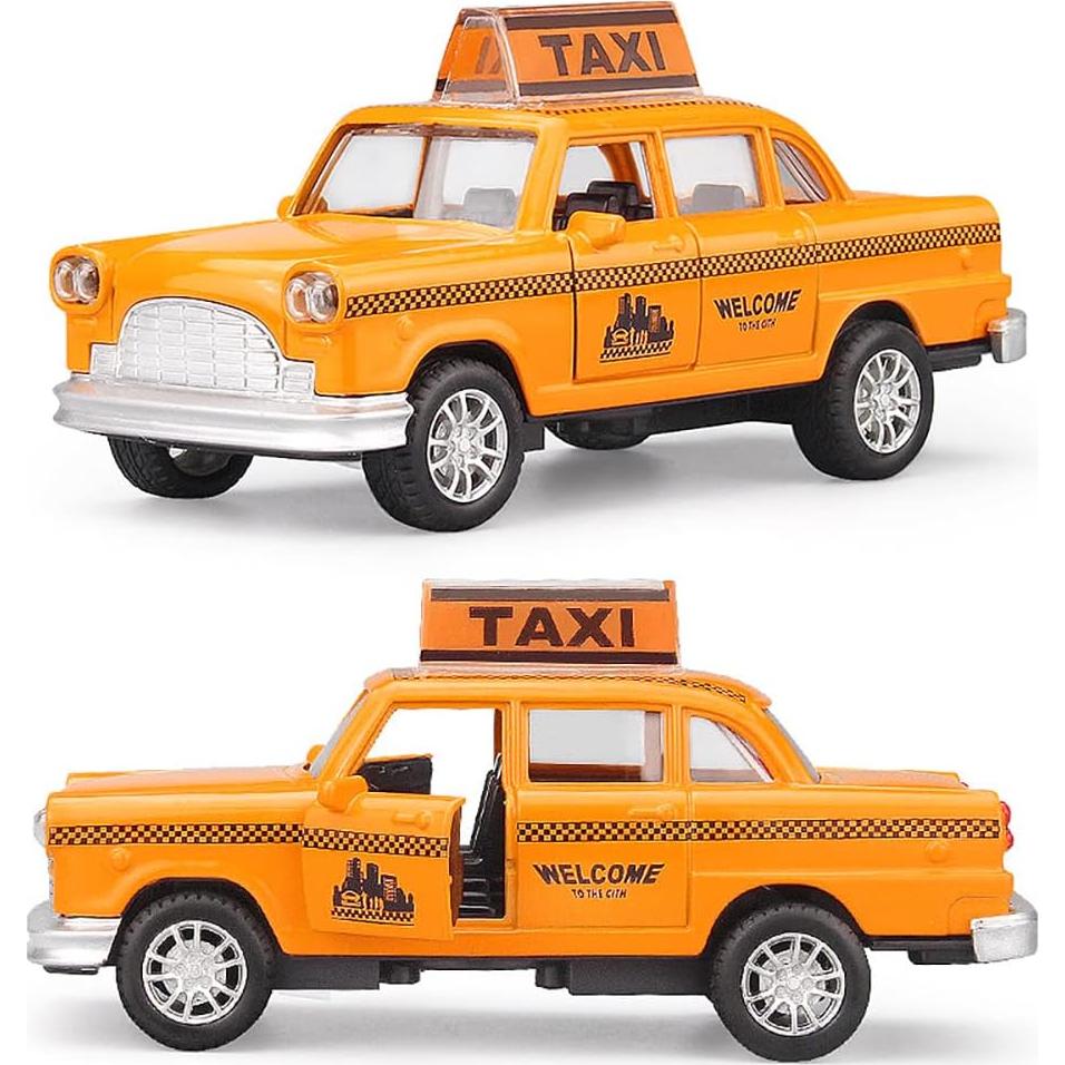 Diecast Taxi Amarillo NYC Clásico 11.43 cm con Luces y Sonidos