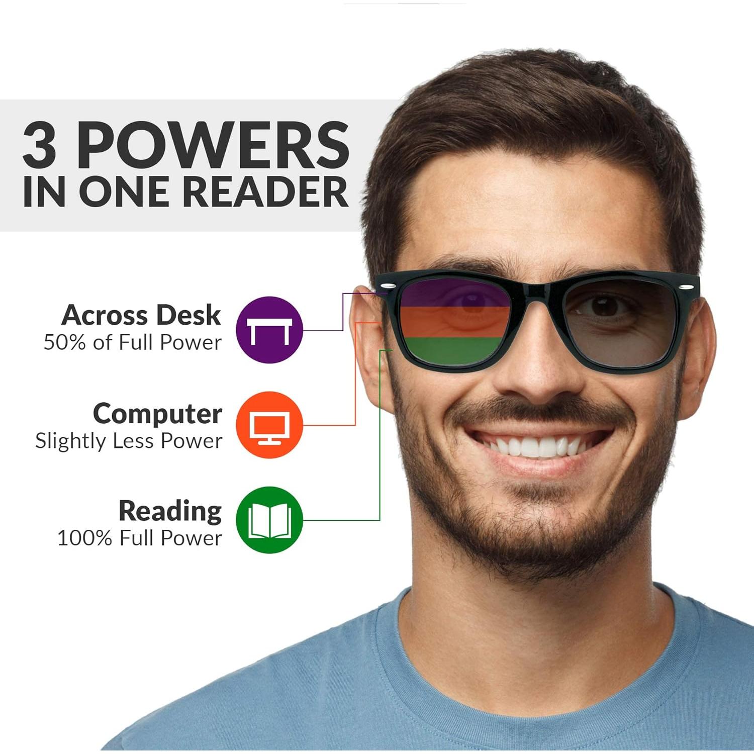 Gafas de Lectura Progresivas SA106 Negros 3 Potencias