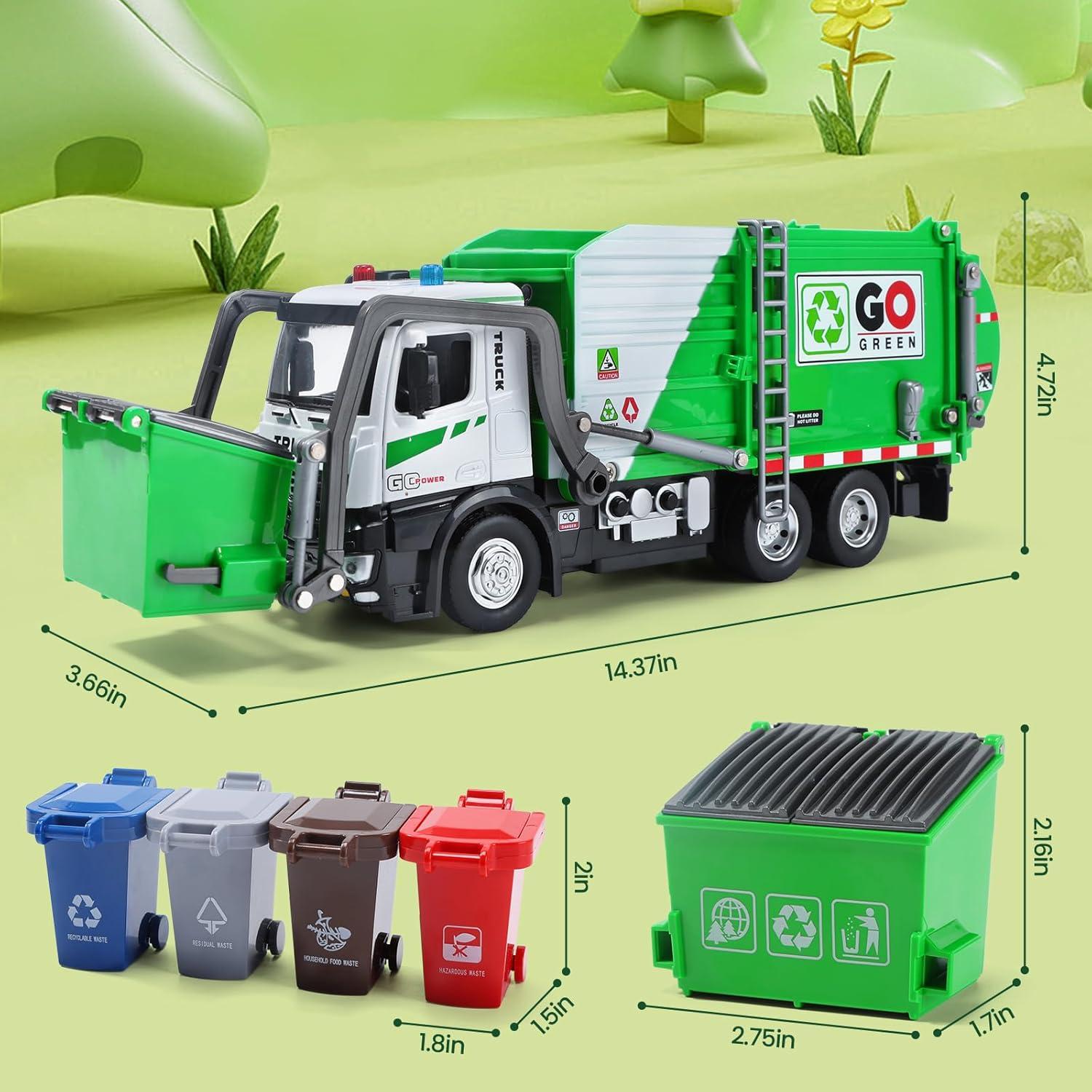 Camión de Basura Eléctrico HOLYFUN 35x10x14.3cm con Luces