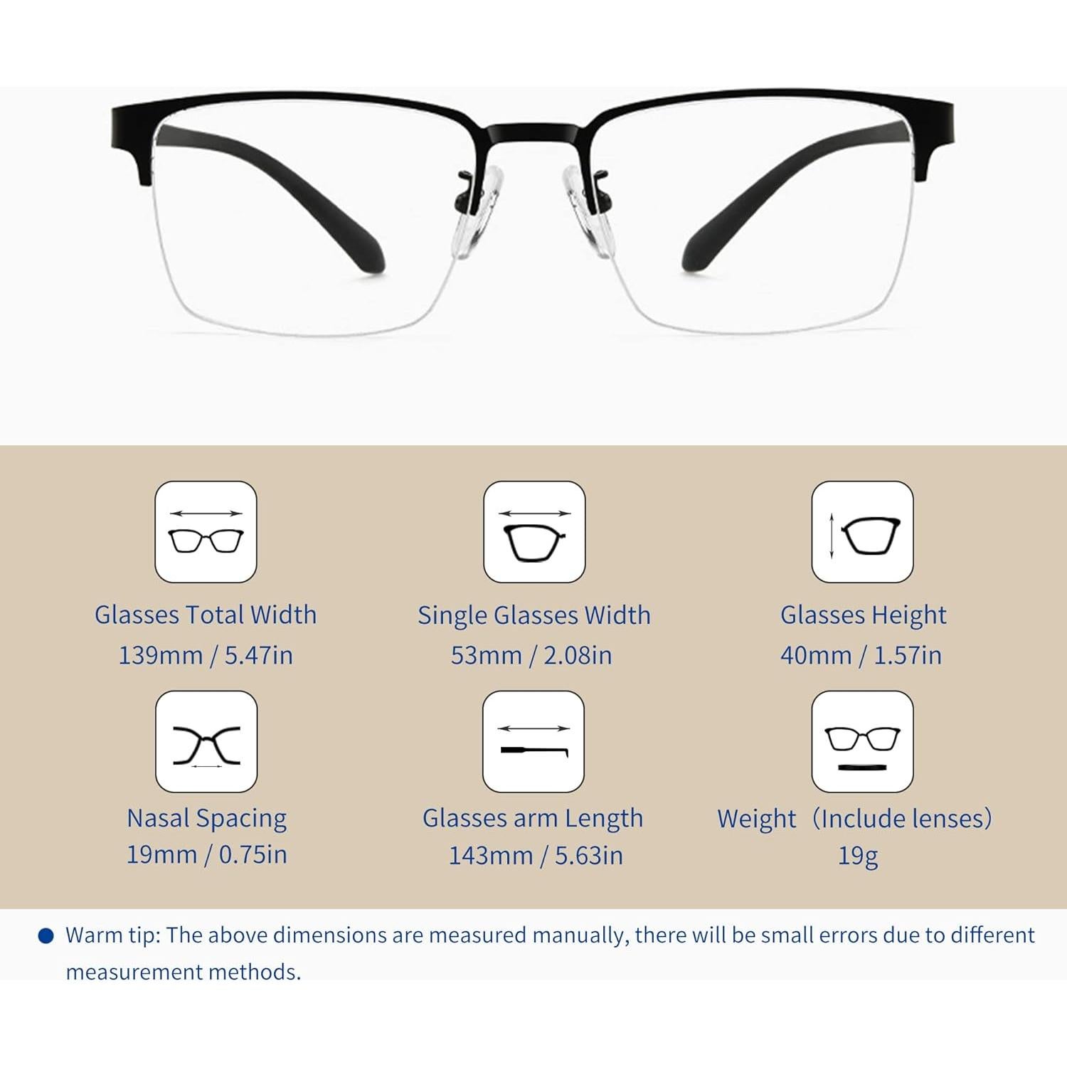 Gafas de lectura progresivas Multifocus para hombres - Antiluz azul