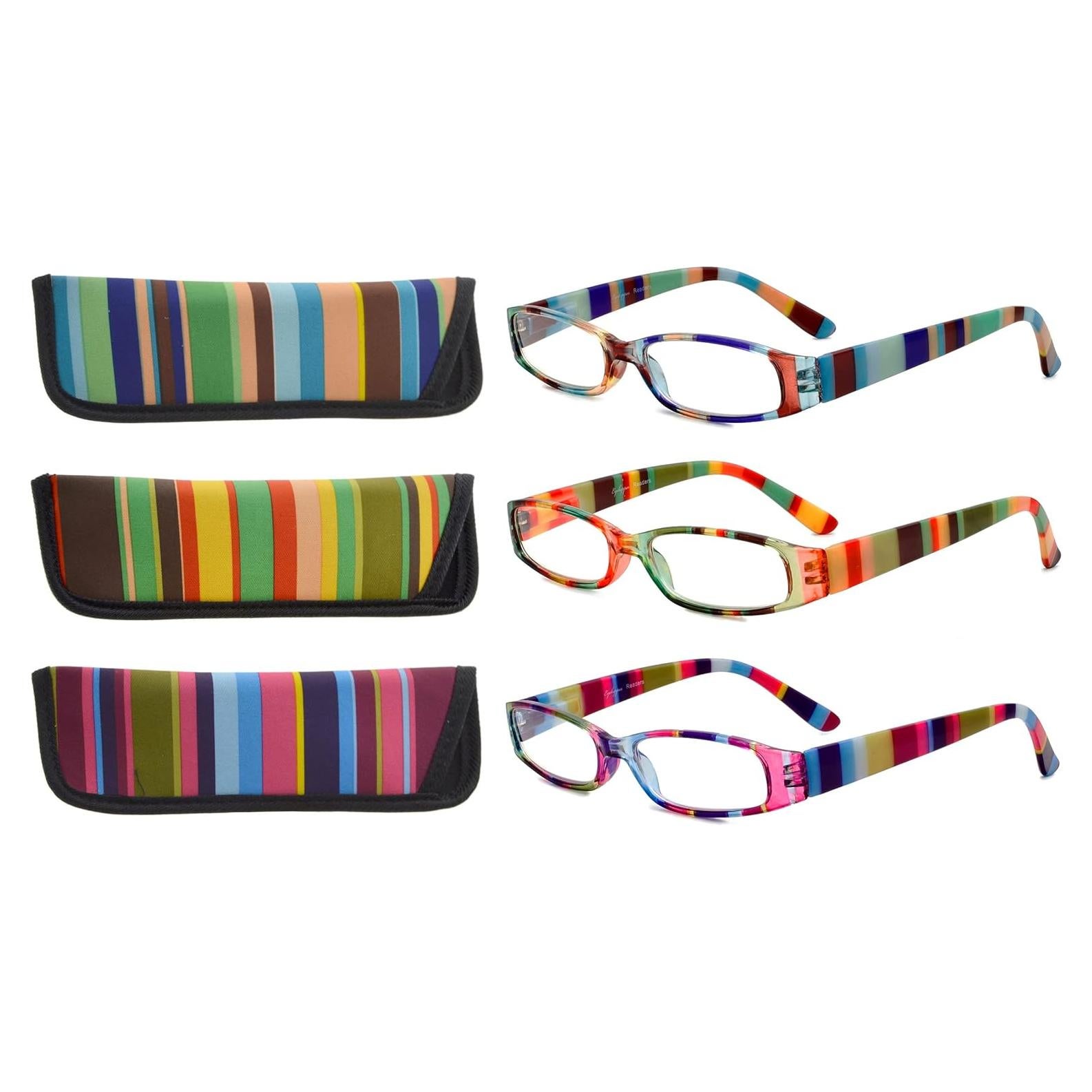 Gafas de Lectura Eyekepper 4 Pares Rayadas para Mujeres
