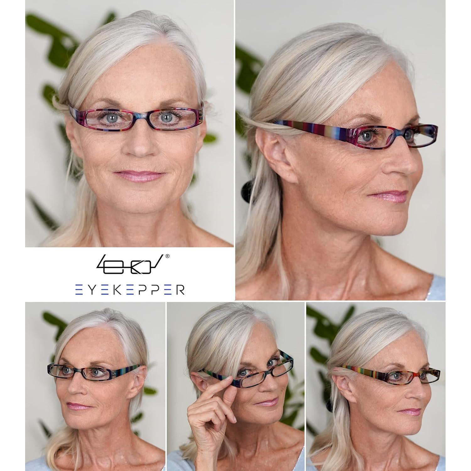 Gafas de Lectura Eyekepper 4 Pares Rayadas para Mujeres
