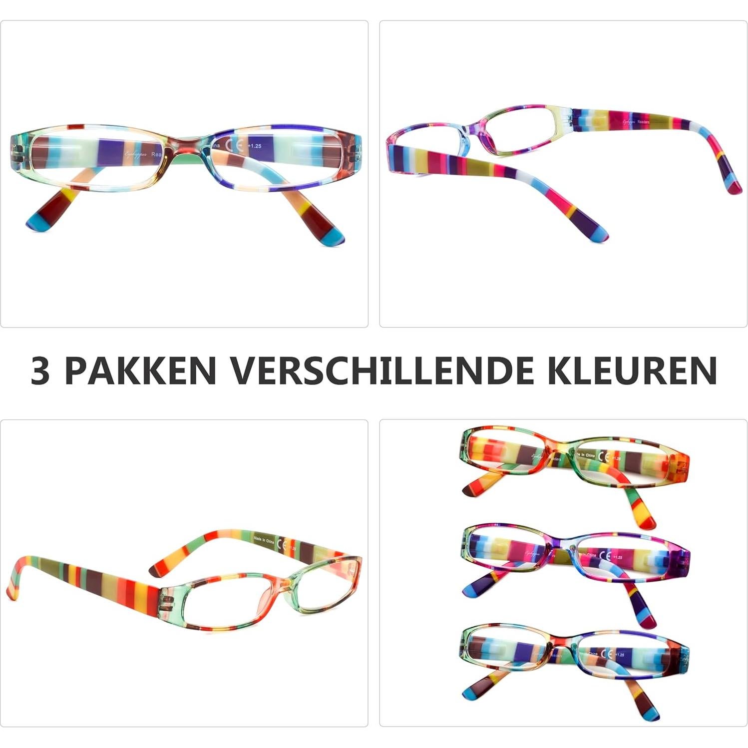 Gafas de Lectura Eyekepper 4 Pares Rayadas para Mujeres