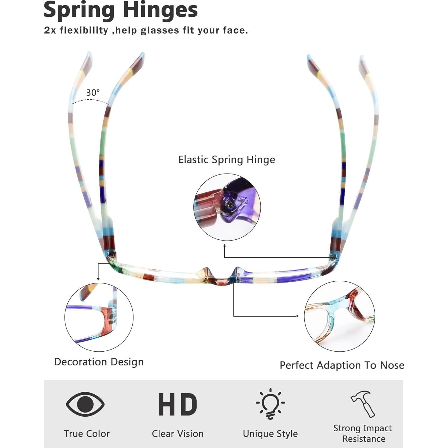 Gafas de Lectura Eyekepper 4 Pares Rayadas para Mujeres