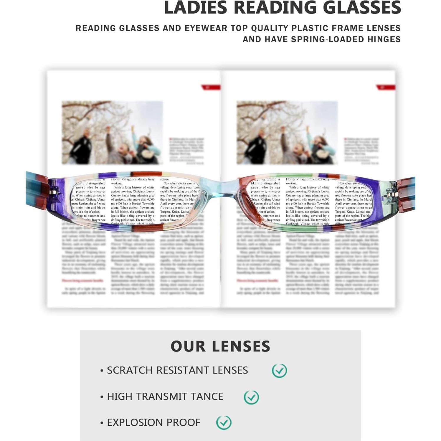 Gafas de Lectura Eyekepper 4 Pares Rayadas para Mujeres