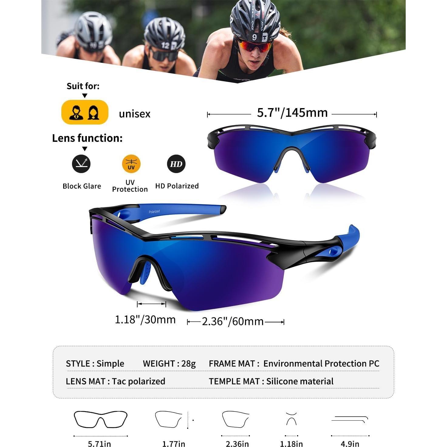 Gafas de sol deportivas Rosemal 7252 polarizadas UV400