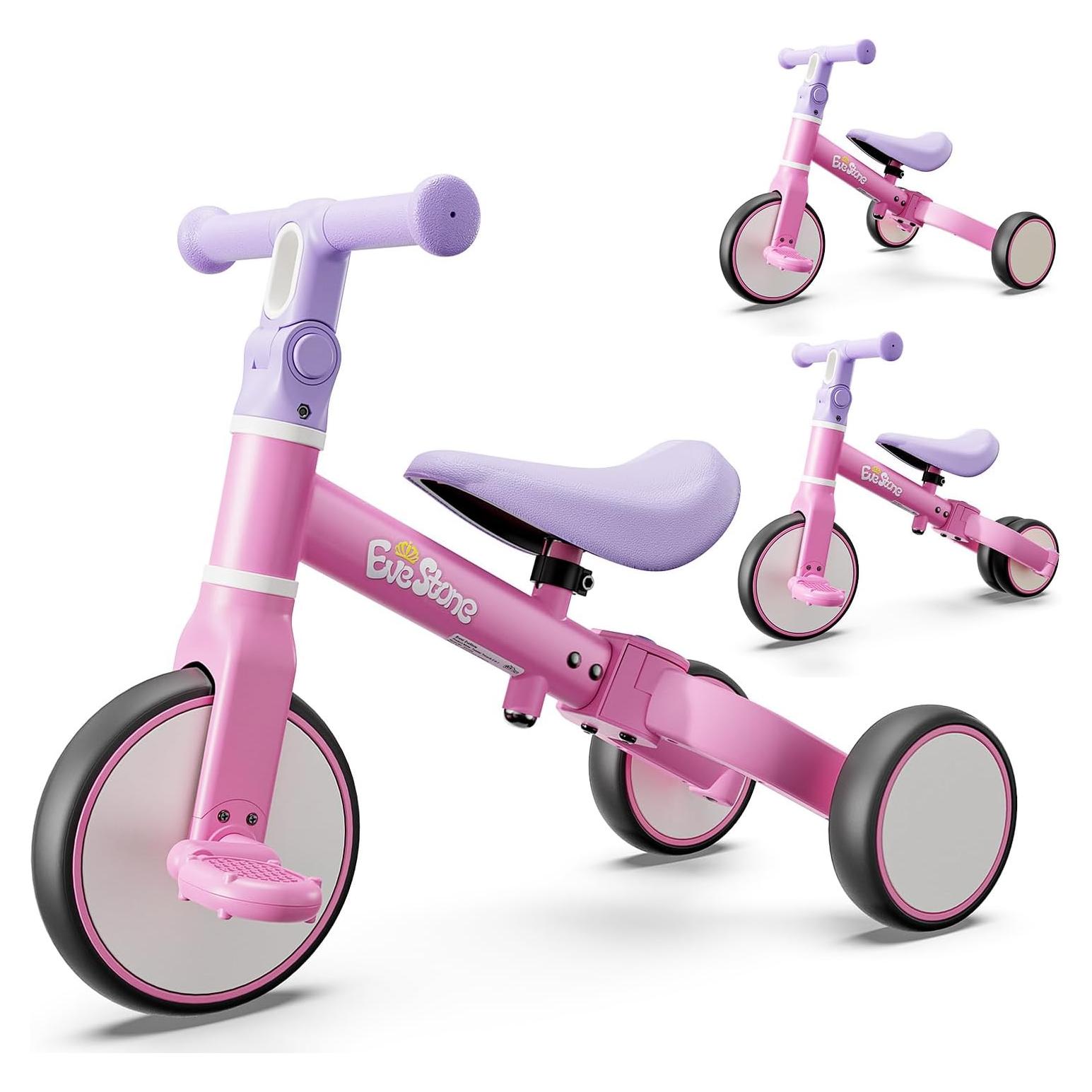 Bicicleta de Equilibrio 5-en-1 EveStone Rosa para Niños