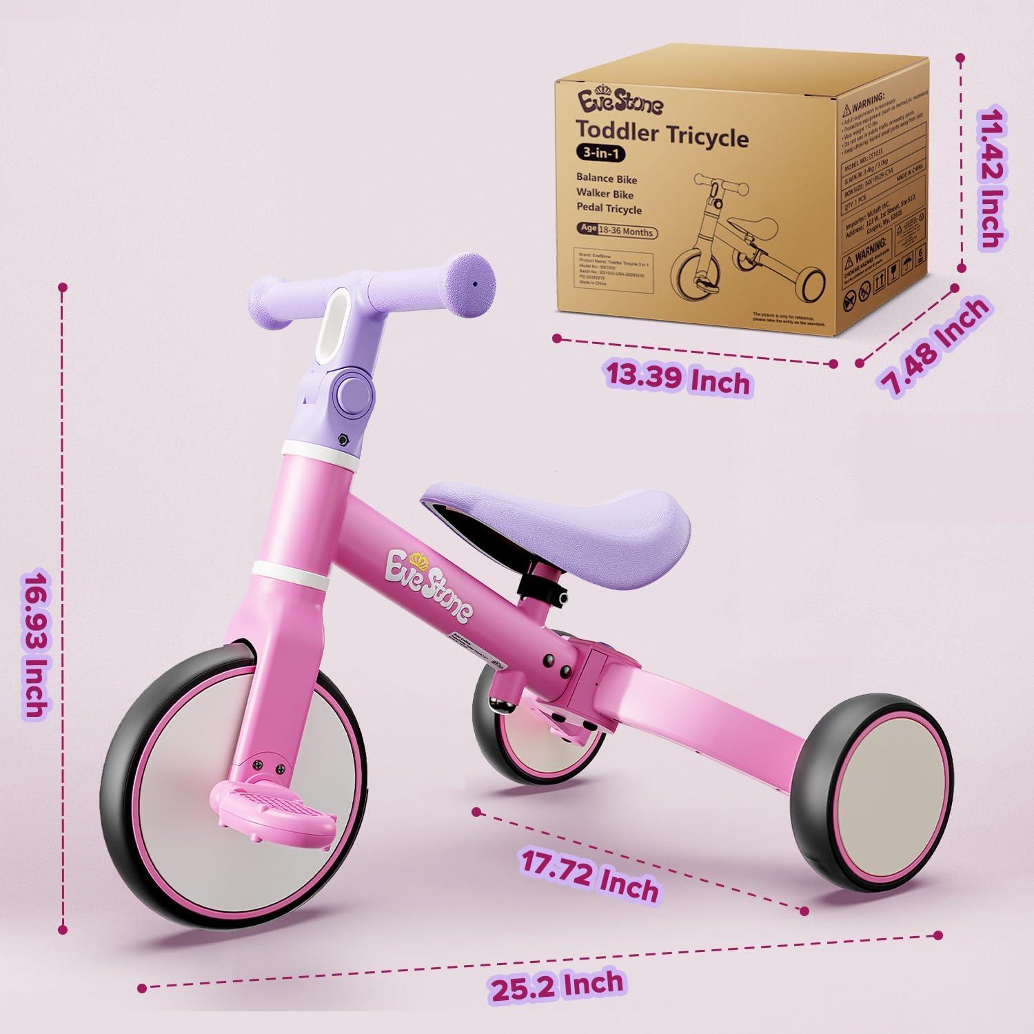 Bicicleta de Equilibrio 5-en-1 EveStone Rosa para Niños