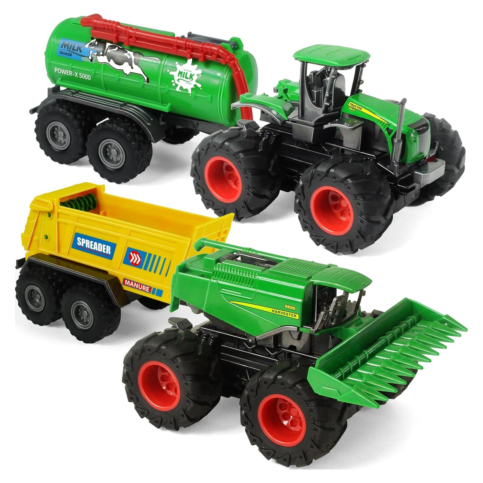 Set de Juguetes de Granja KARMOUNT - Tractor y Remolques 4 Piezas