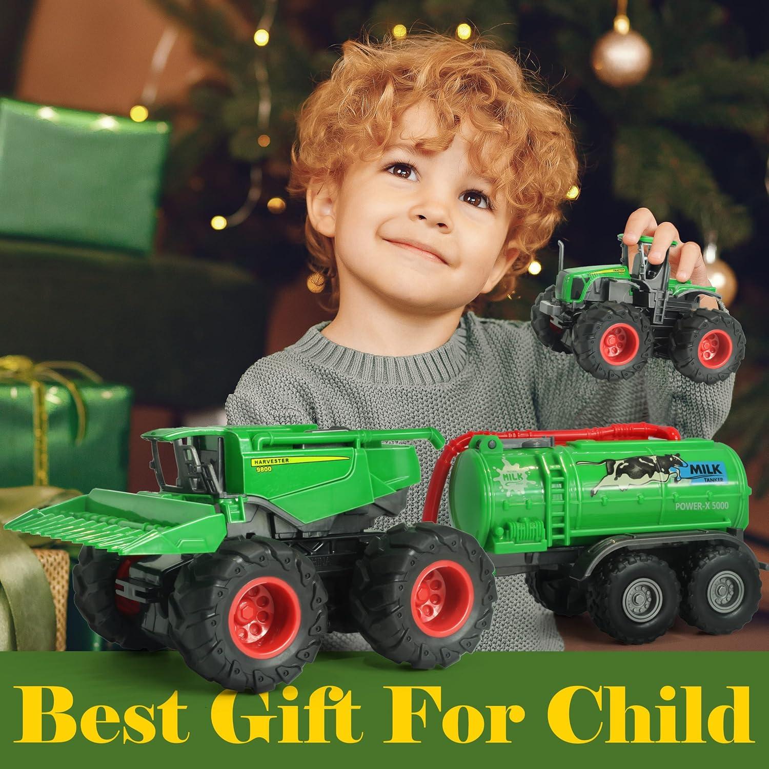 Set de Juguetes de Granja KARMOUNT - Tractor y Remolques 4 Piezas