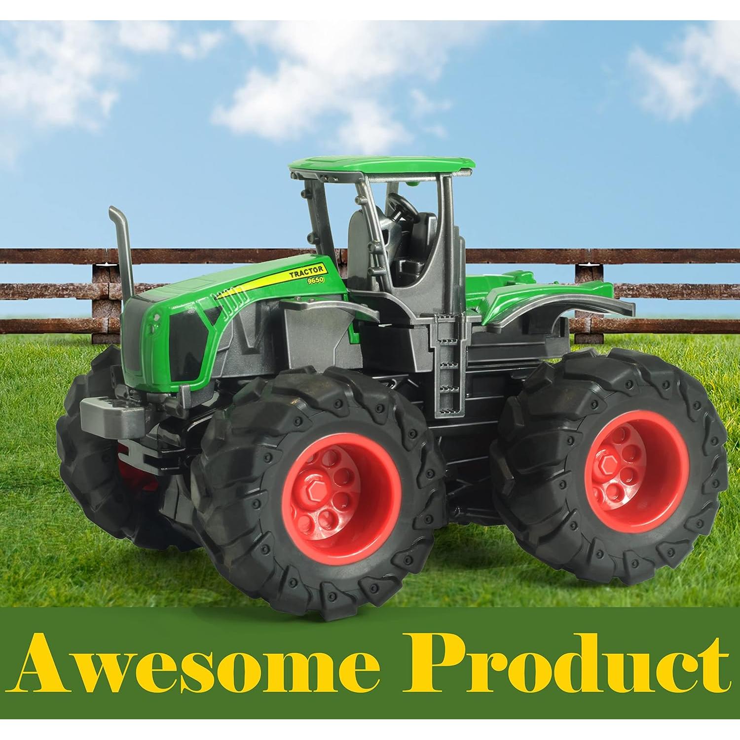 Set de Juguetes de Granja KARMOUNT - Tractor y Remolques 4 Piezas