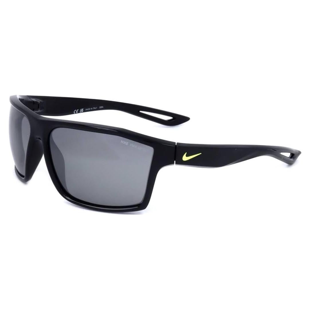 Golf Legend Sunglasses, Black/Volt Frame, Grey with Silver Flash Lens