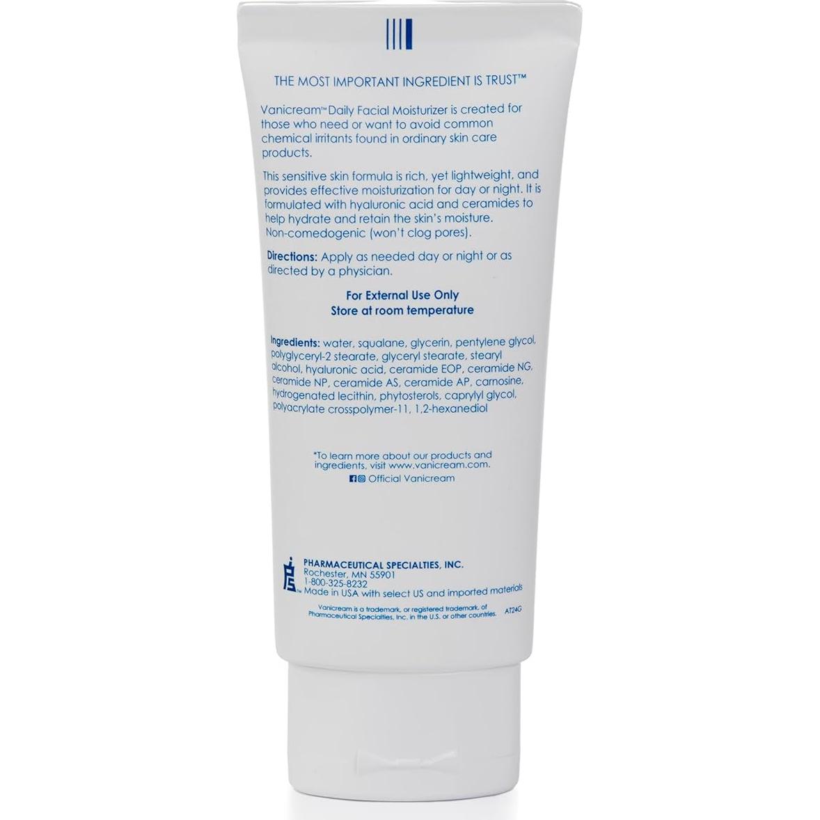 Hidratante Facial Vanicream 90 ml Ceramidas y Ácido Hialurónico