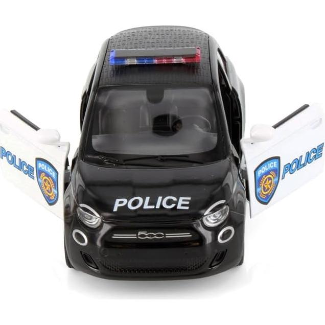 Coche de Policía KiNSMART FIAT 500e 1:28 Metal Retroceso