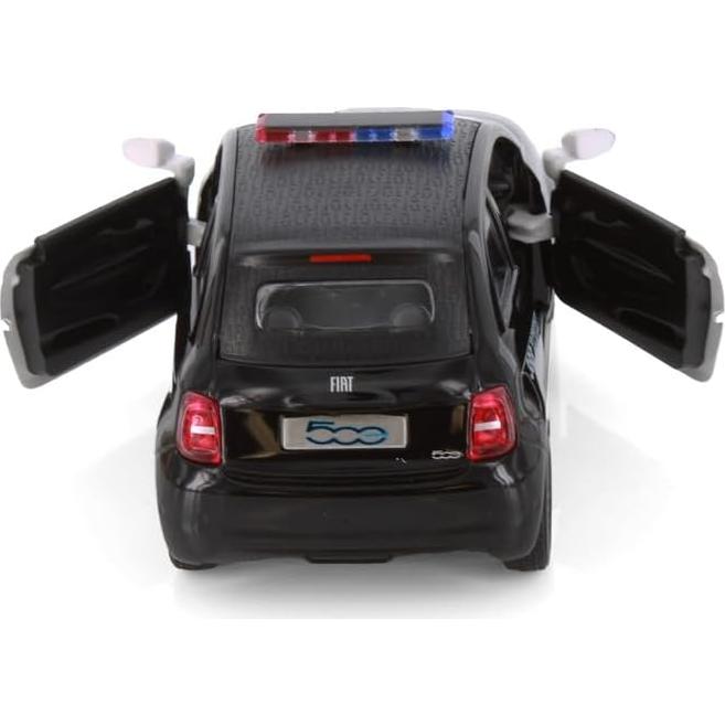 Coche de Policía KiNSMART FIAT 500e 1:28 Metal Retroceso