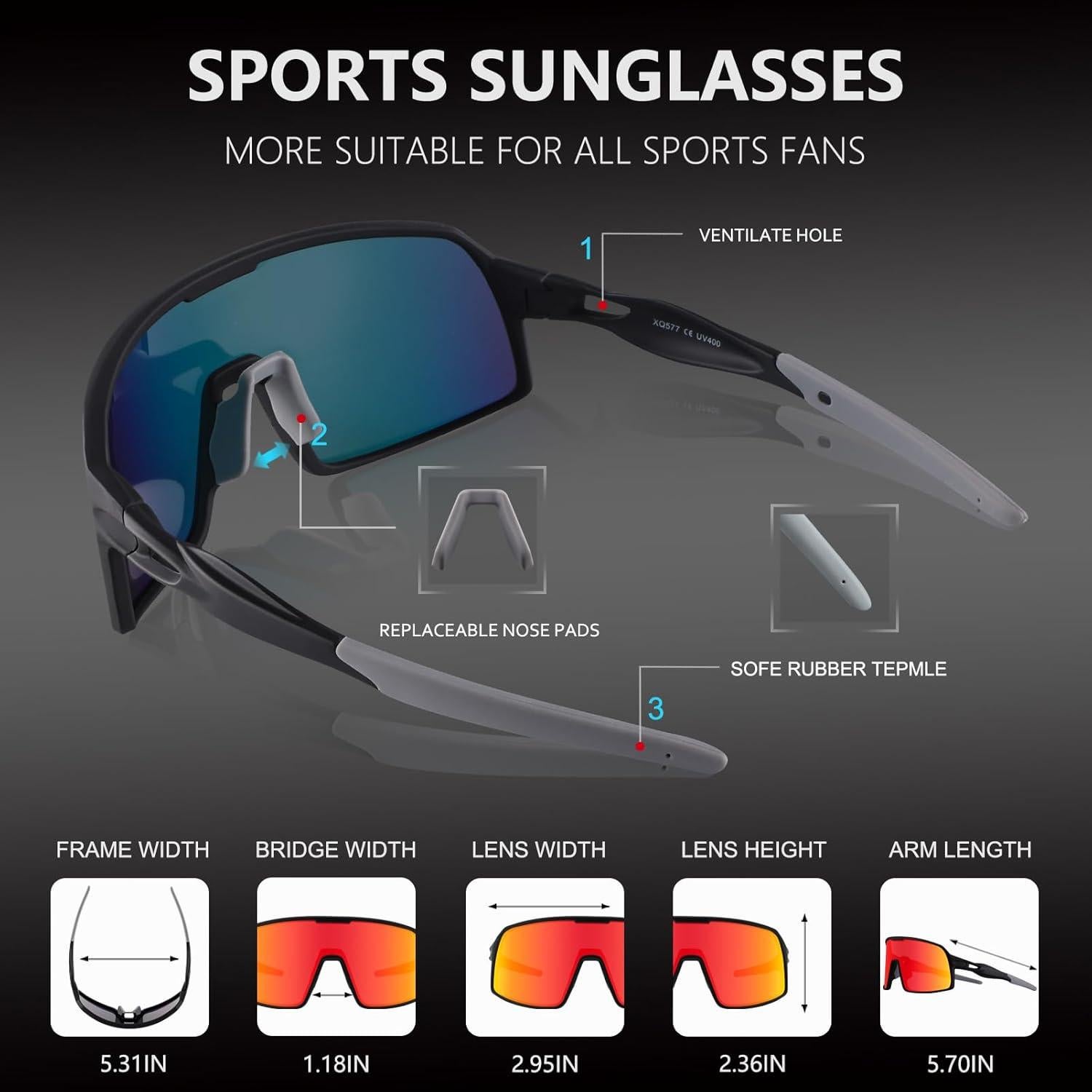 Gafas de Ciclismo BangLong UV400, Ligeras y Comodas