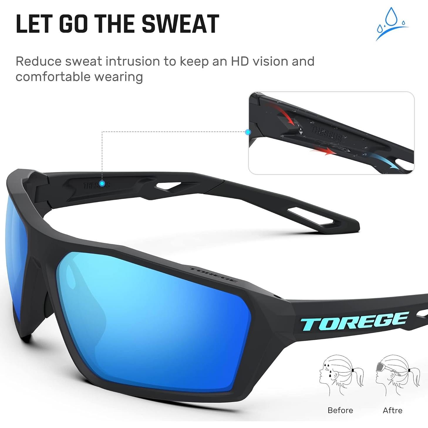 Gafas de sol TOREGE polarizadas para deportes al aire libre