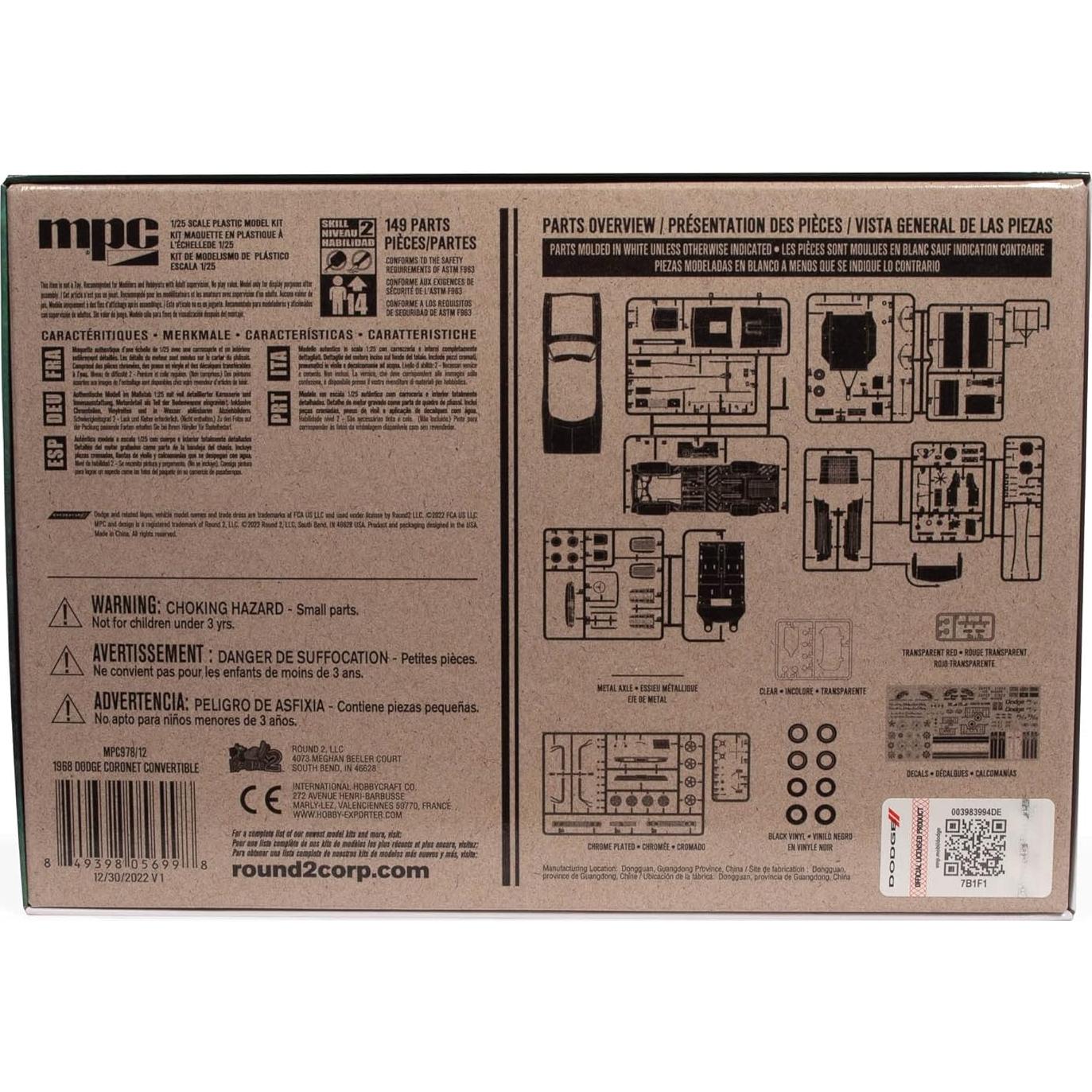 Kit de Modelo a Escala 1:25 MPC Dodge Coronet Convertible 1968