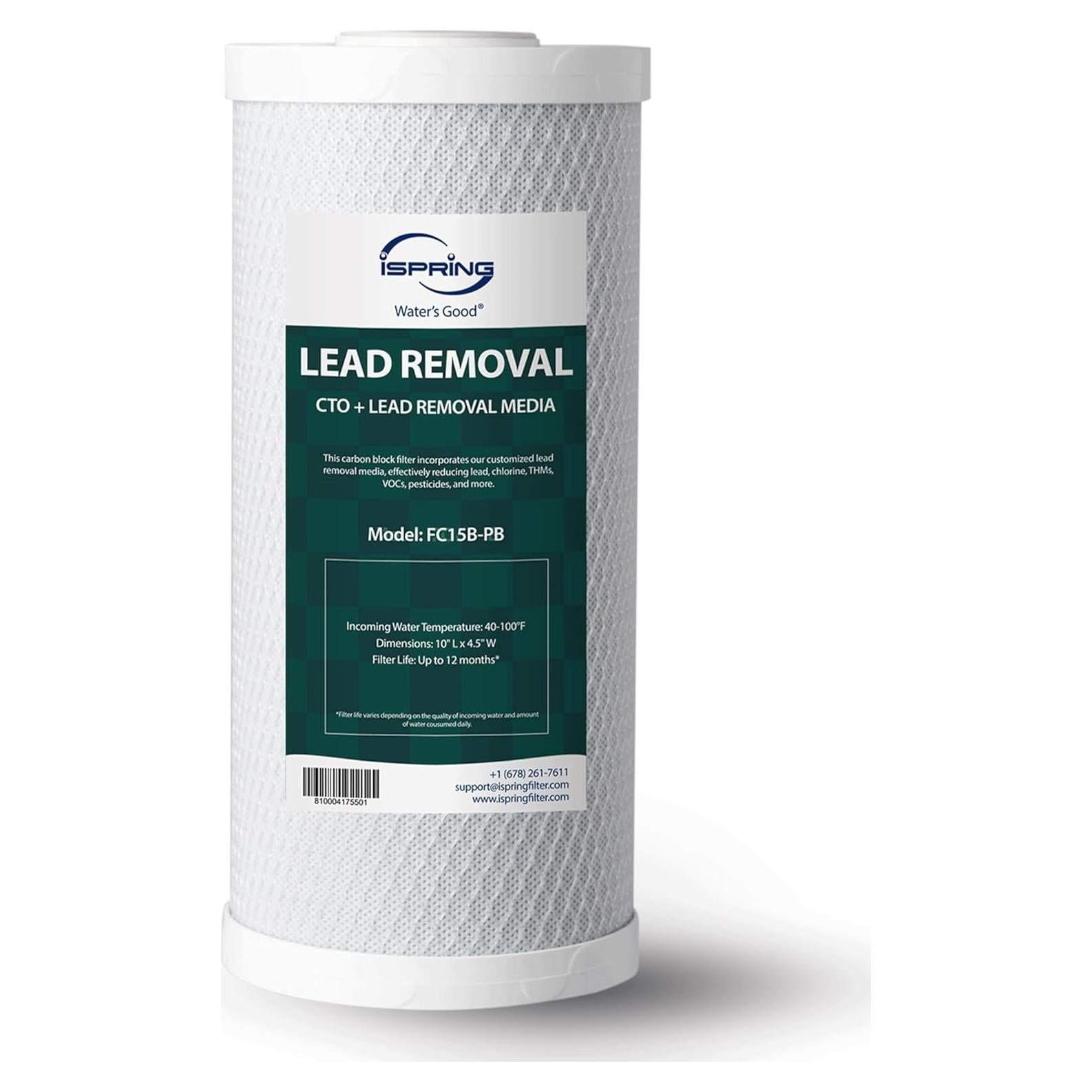 Filtro de Agua iSpring FC15B-PB 4.5"x10" para Plomo y Metales