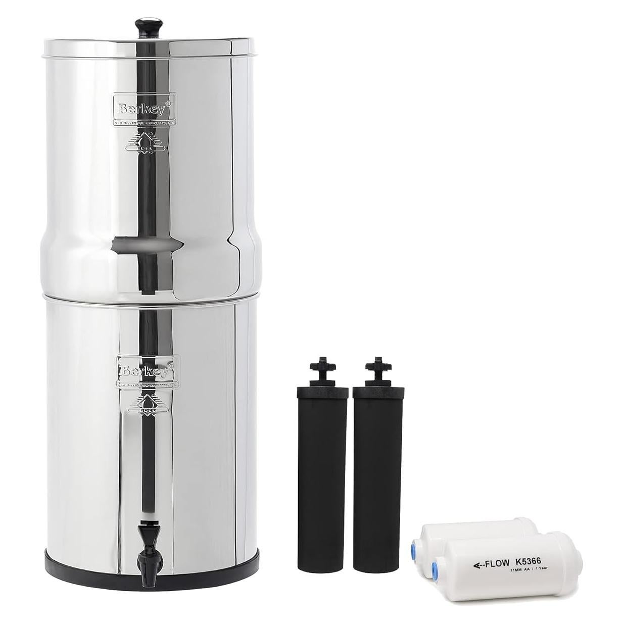 Filtro de Agua por Gravedad Berkey 17 L con 2 Filtros Black y PF-2
