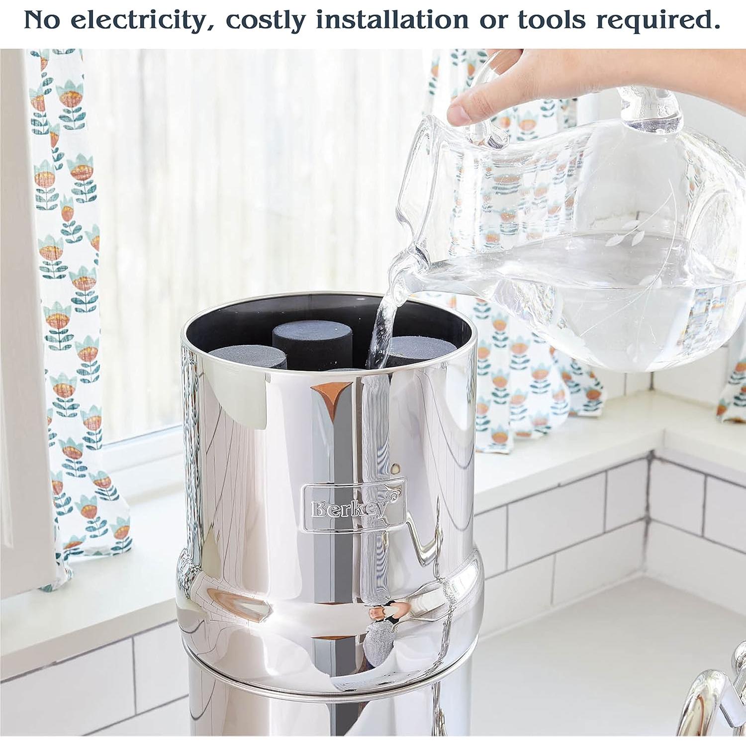 Filtro de Agua por Gravedad Berkey 17 L con 2 Filtros Black y PF-2