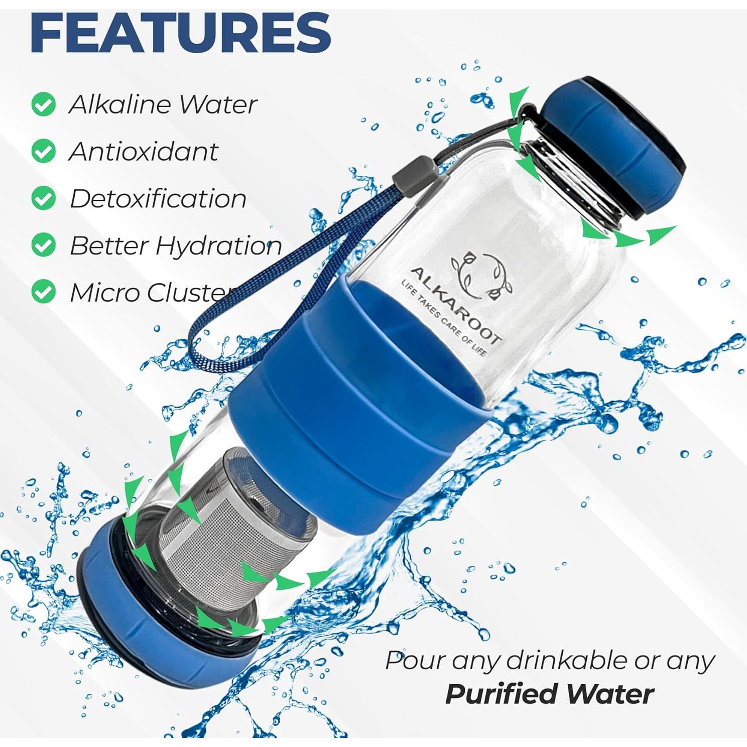 Botella de Agua Alcalina Alkaroot 550ml con Filtro Terahertz