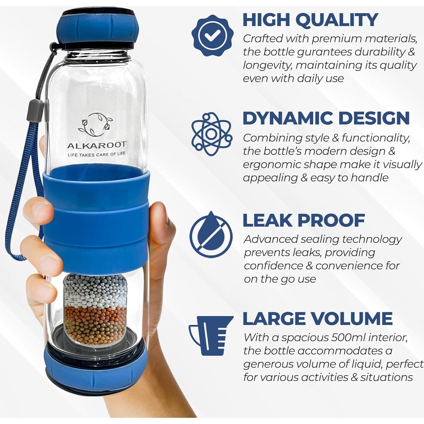 Botella de Agua Alcalina Alkaroot 550ml con Filtro Terahertz