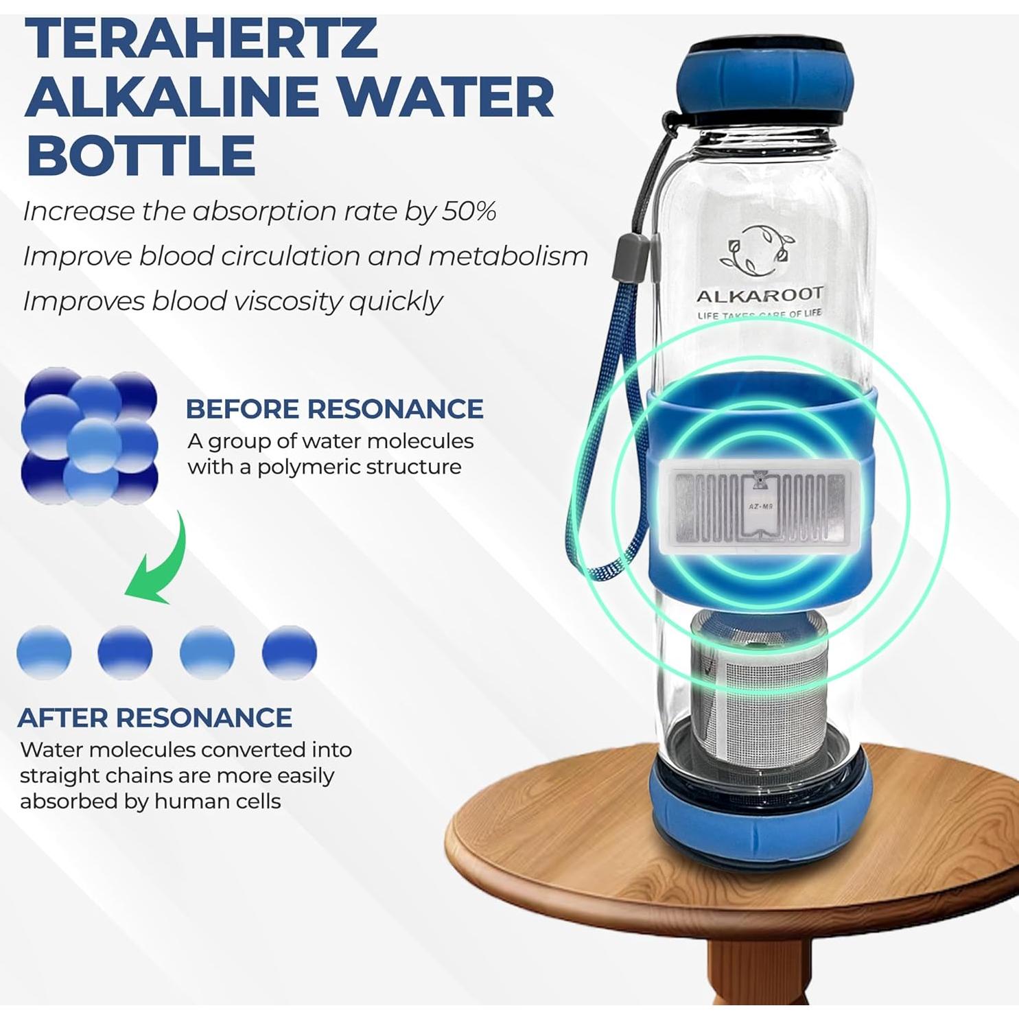 Botella de Agua Alcalina Alkaroot 550ml con Filtro Terahertz