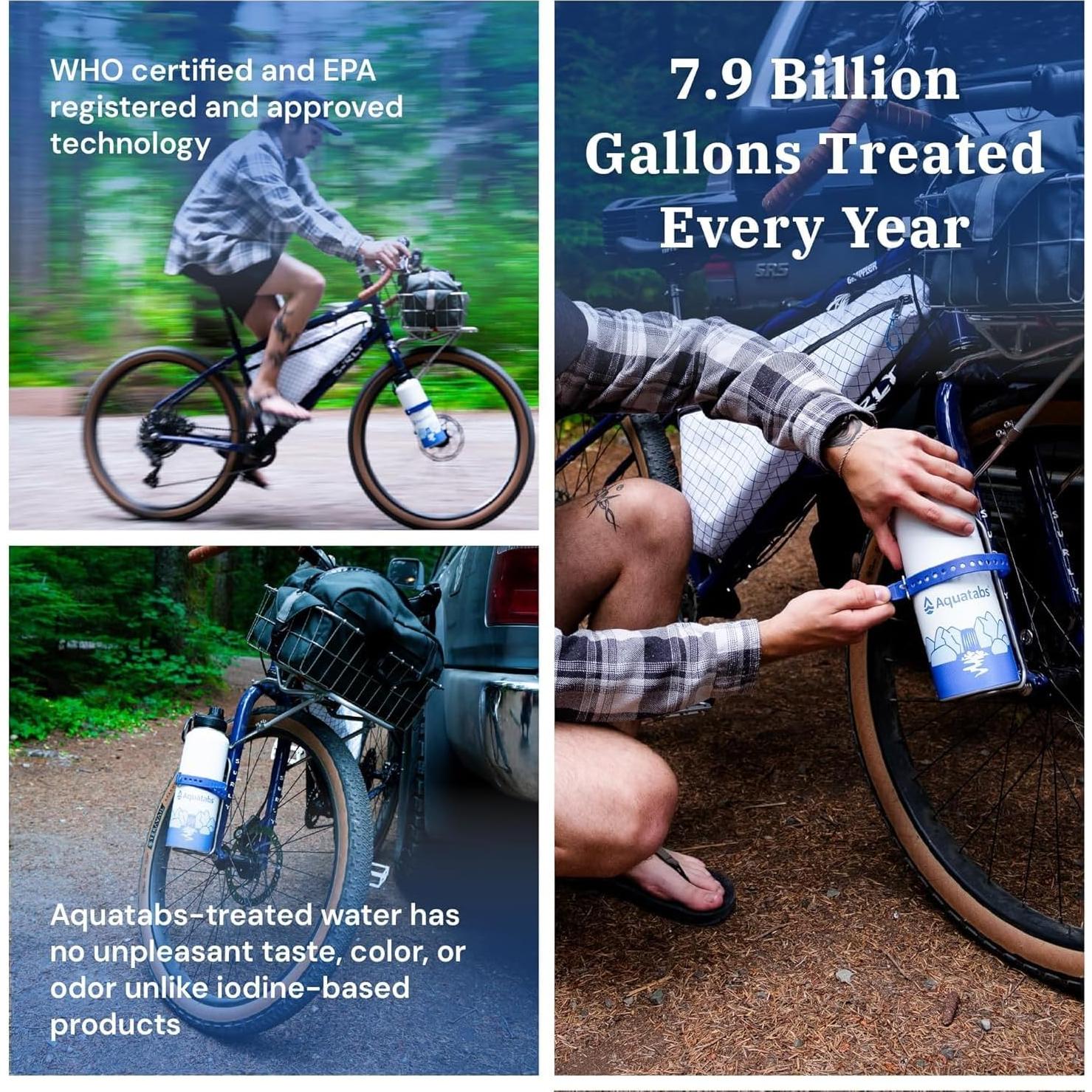 Botella Purificadora de Agua Aislada Aquatabs 1183ml + 100 Tabletas