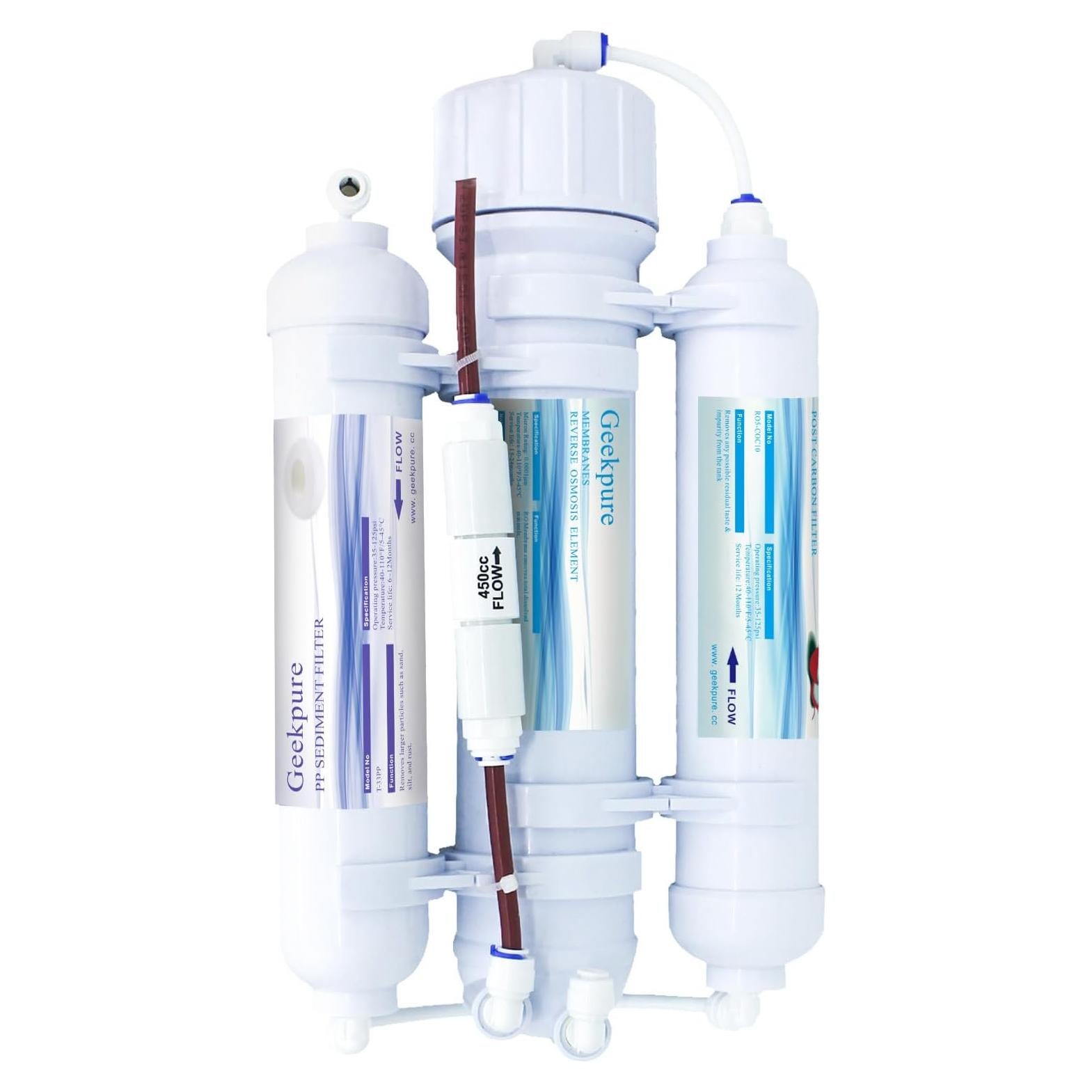 Sistema de Filtro de Agua Potable Geekpure 3 Etapas RO 100 GPD