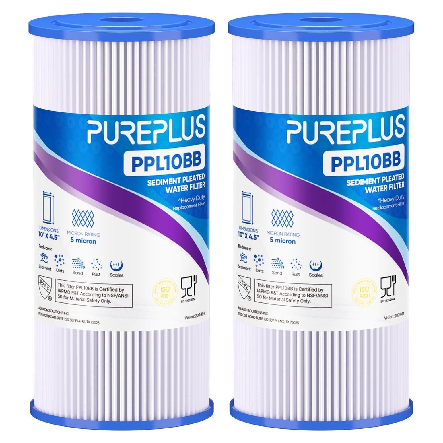 Filtro de Sedimentos Plisado PUREPLUS 5 Micrones 10" x 11.43 cm 2 Pack