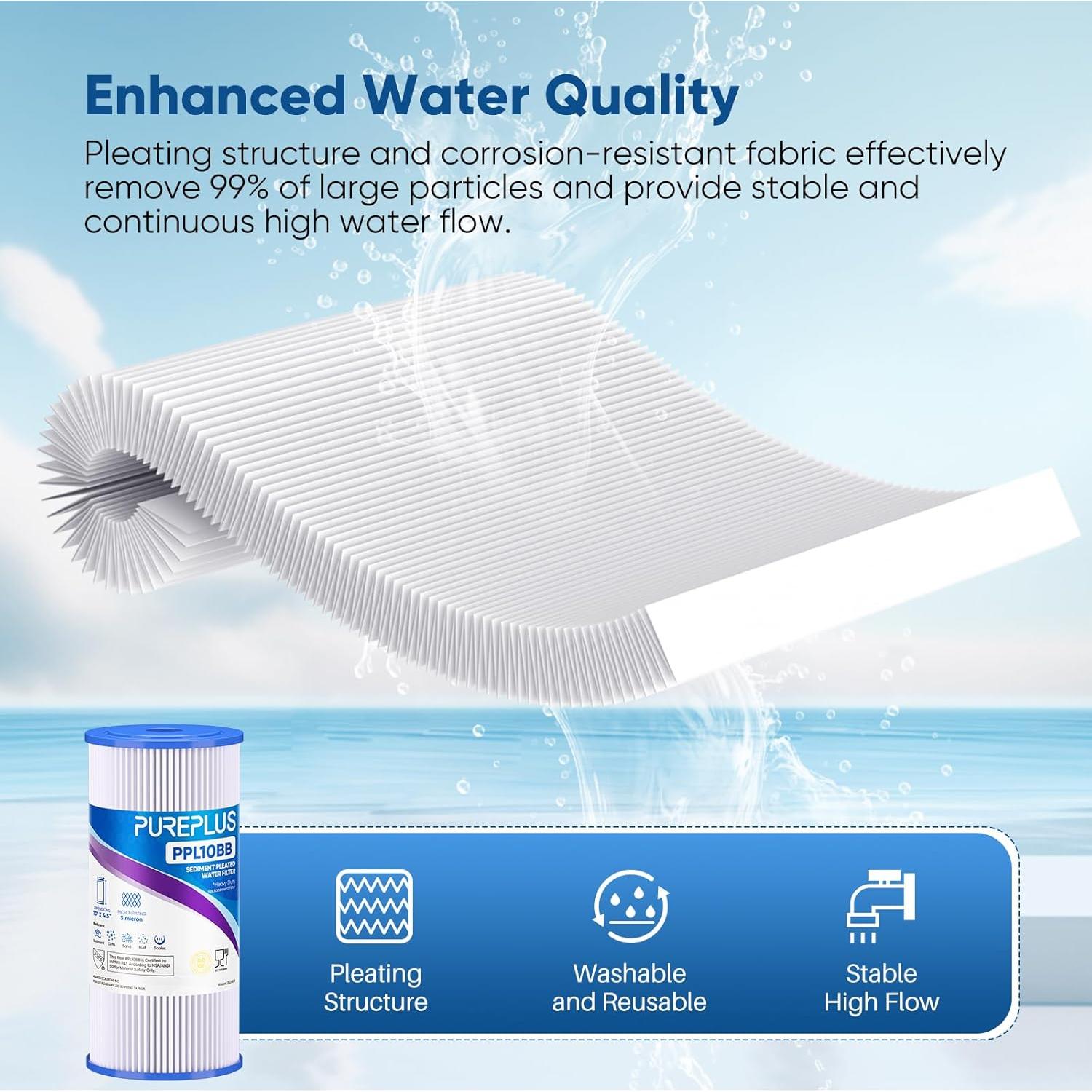 Filtro de Sedimentos Plisado PUREPLUS 5 Micrones 10" x 11.43 cm 2 Pack