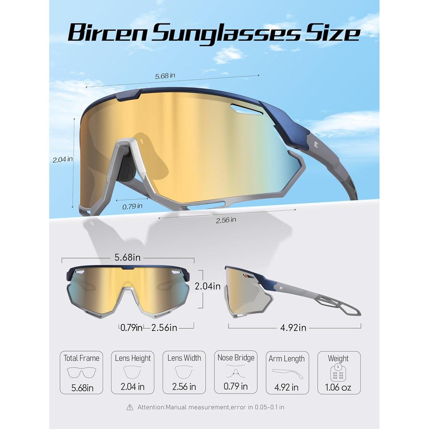 Gafas de sol BIRCEN deportivas UV400 para ciclismo y béisbol