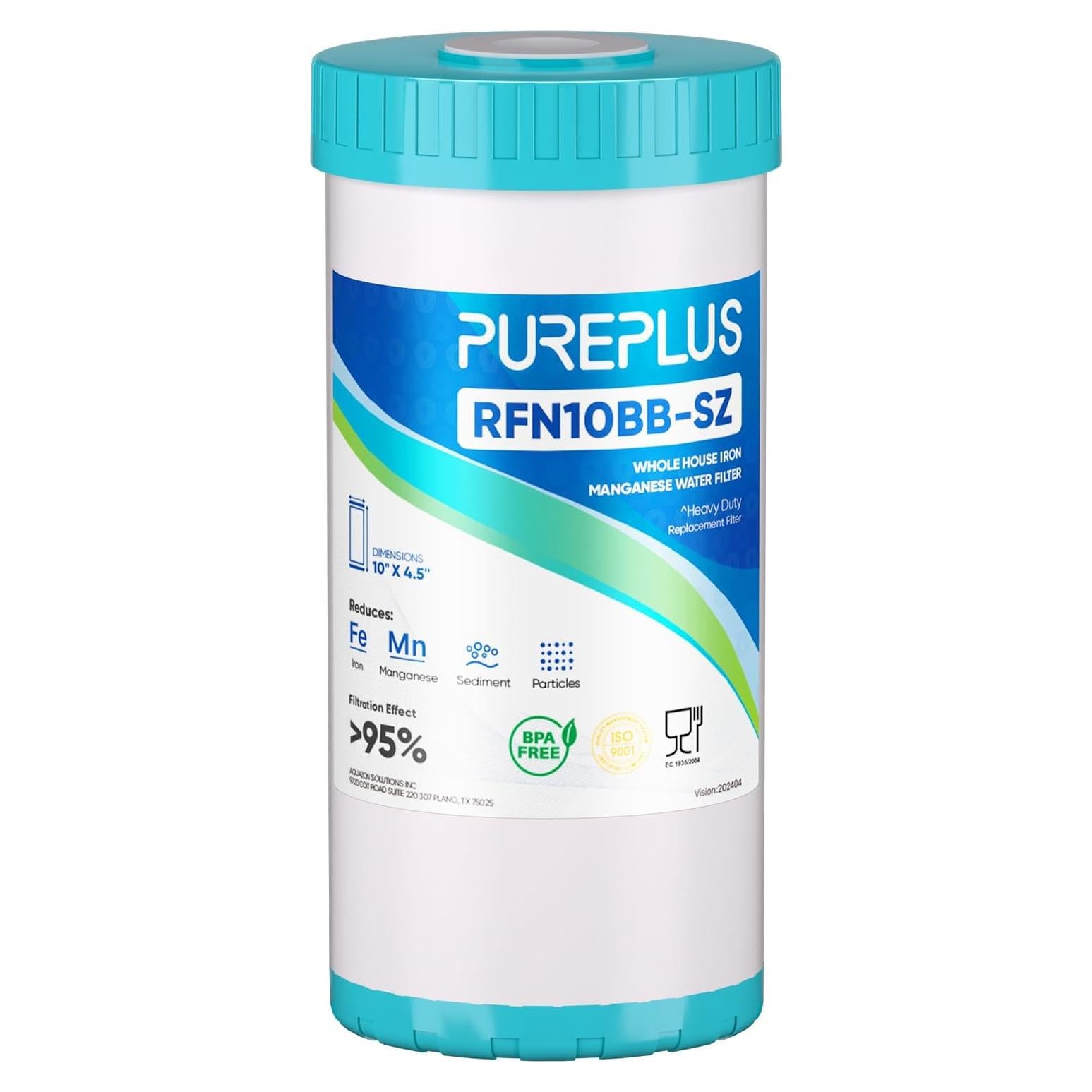Filtro de Agua PUREPLUS 10" x 4.5" Eliminación de Hierro y Manganeso