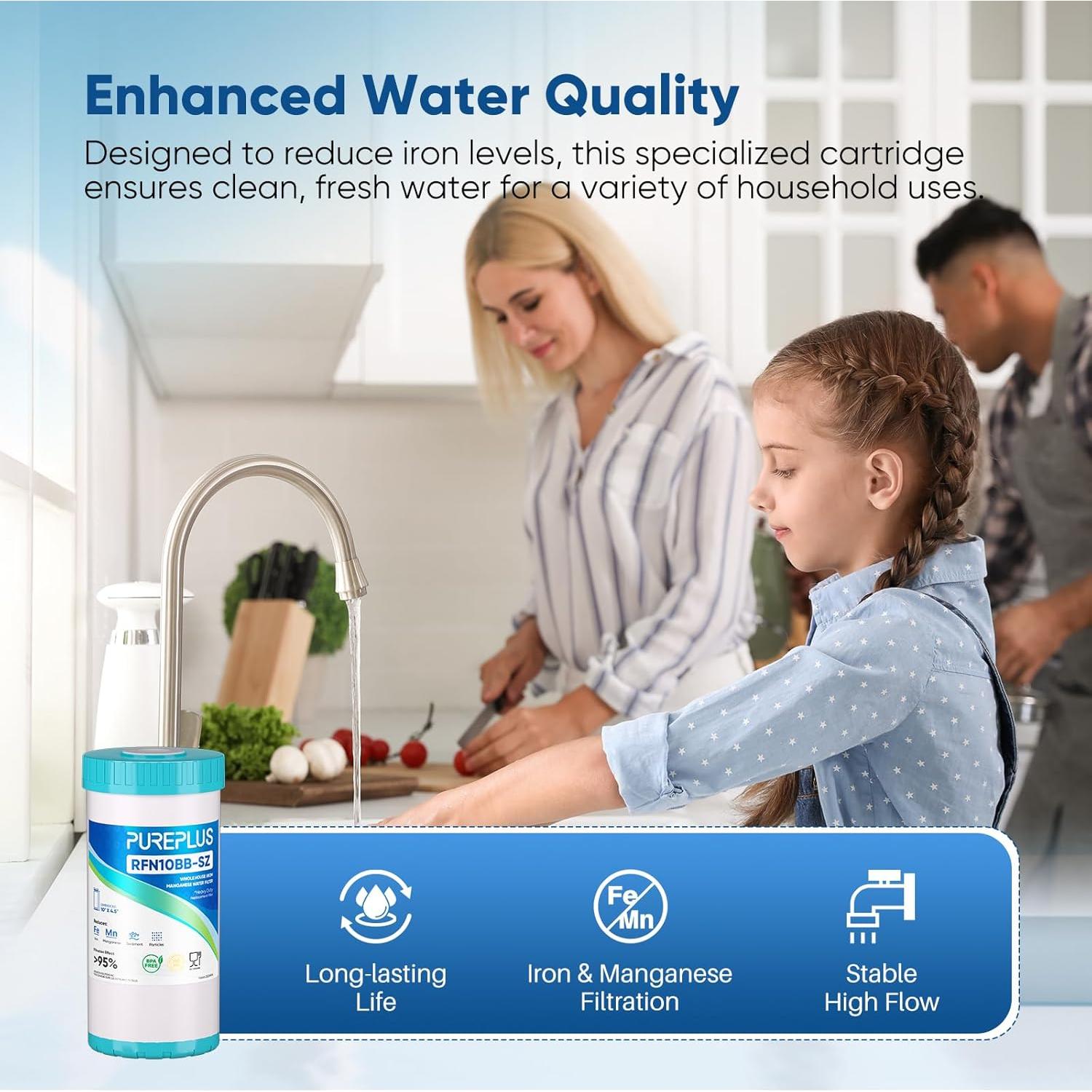 Filtro de Agua PUREPLUS 10" x 4.5" Eliminación de Hierro y Manganeso