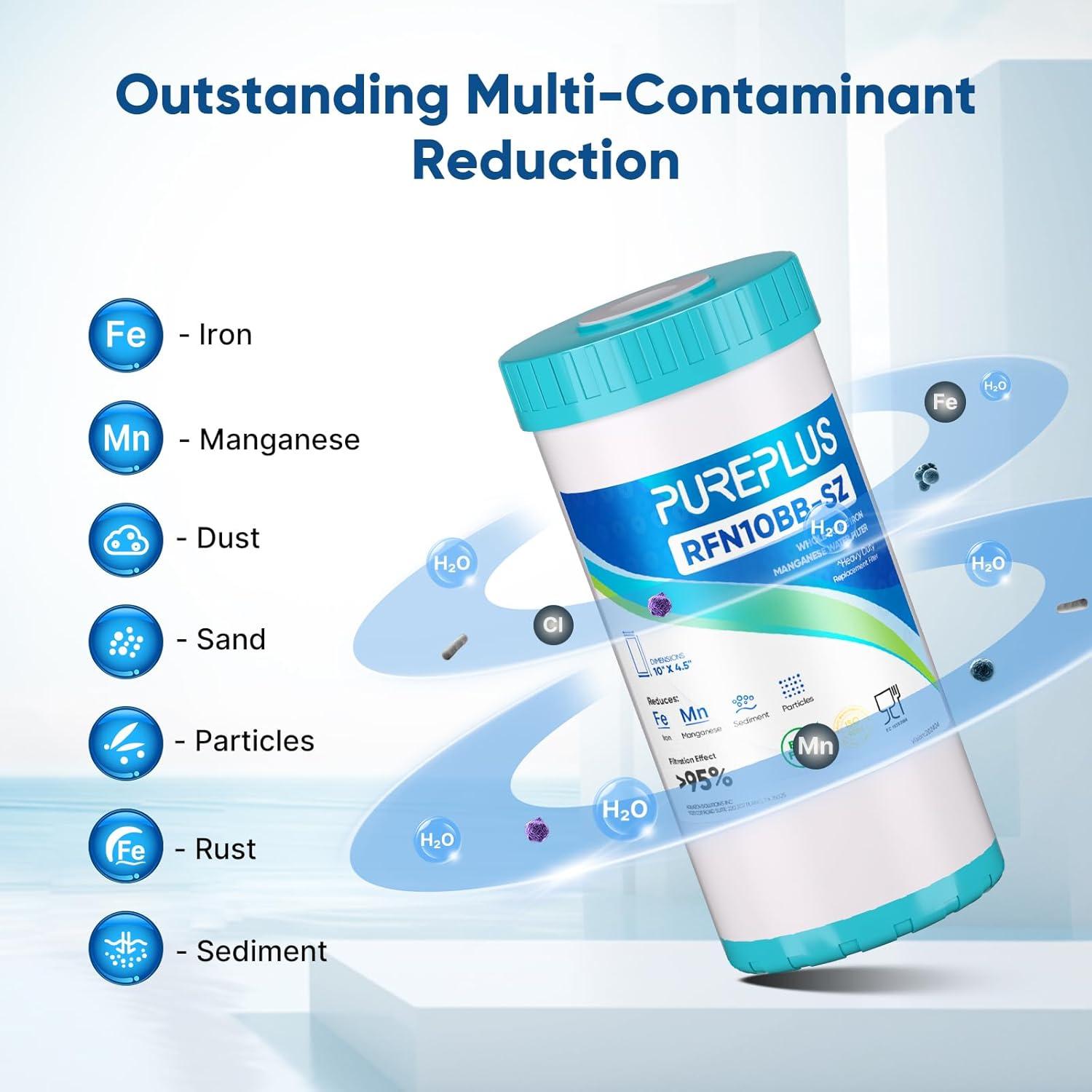 Filtro de Agua PUREPLUS 10" x 4.5" Eliminación de Hierro y Manganeso