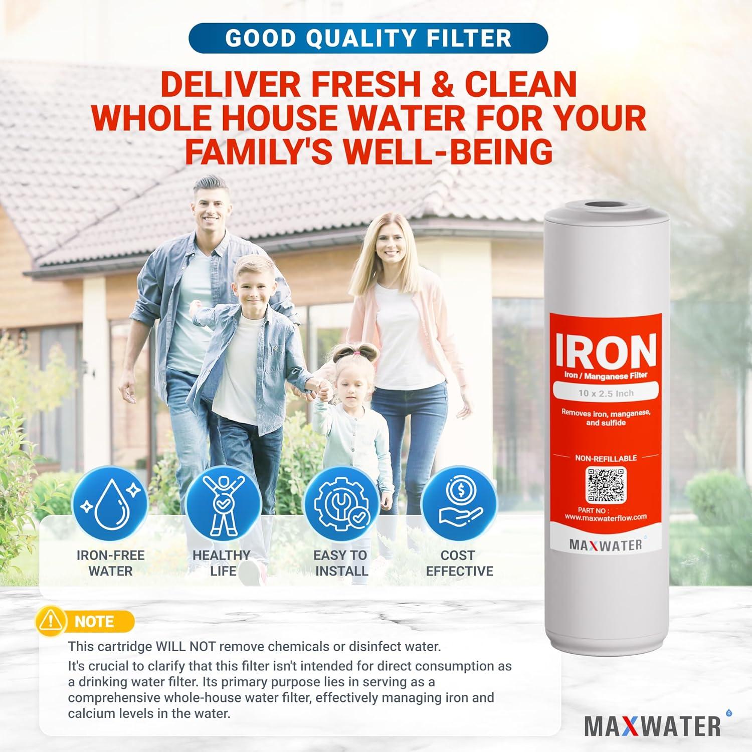 Filtro de Hierro y Manganeso Max Water 10" x 2.5" - Pack de 1