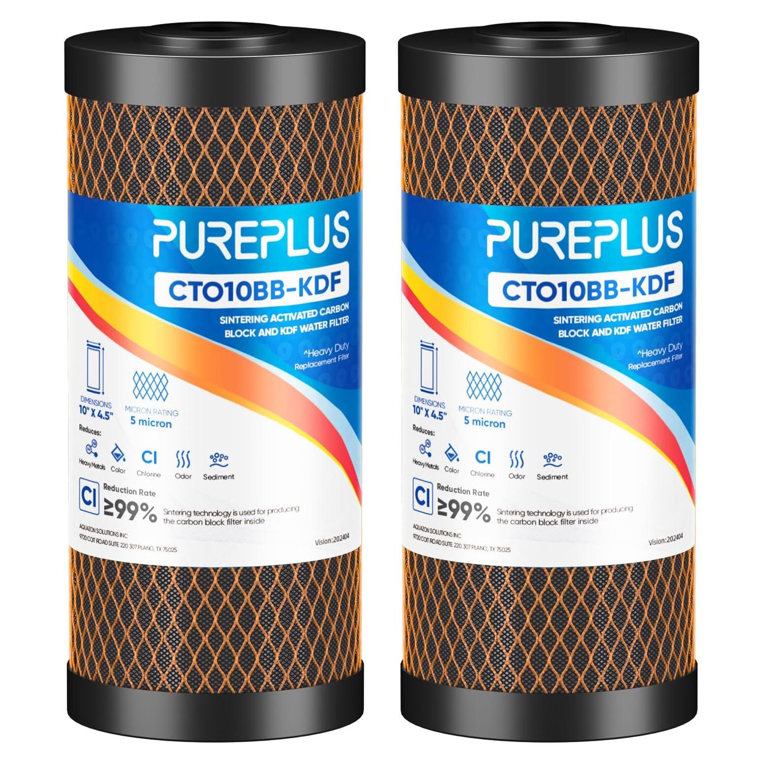Filtro de Agua PUREPLUS 10" x 4.5" Carbón Activado KDF - 2 Piezas
