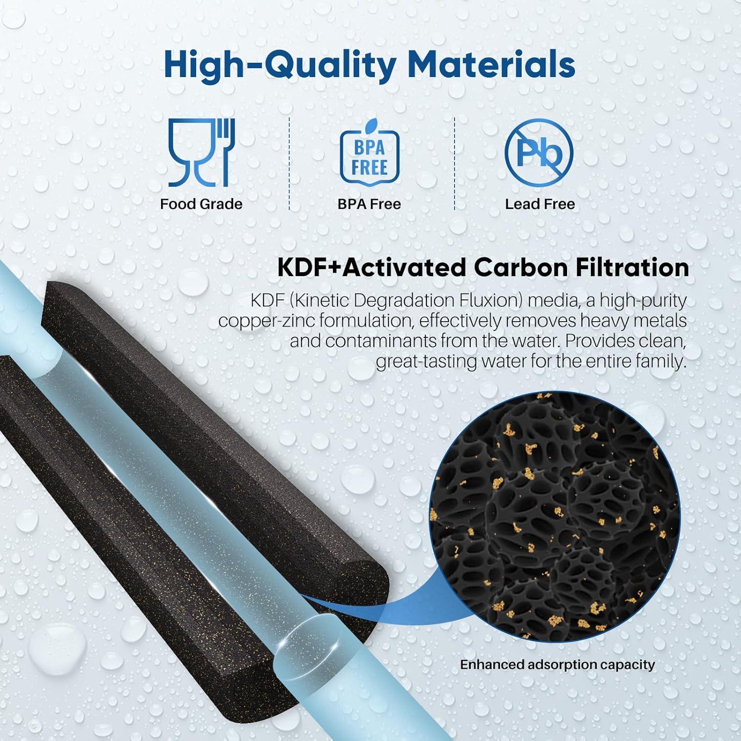Filtro de Agua PUREPLUS 10" x 4.5" Carbón Activado KDF - 2 Piezas