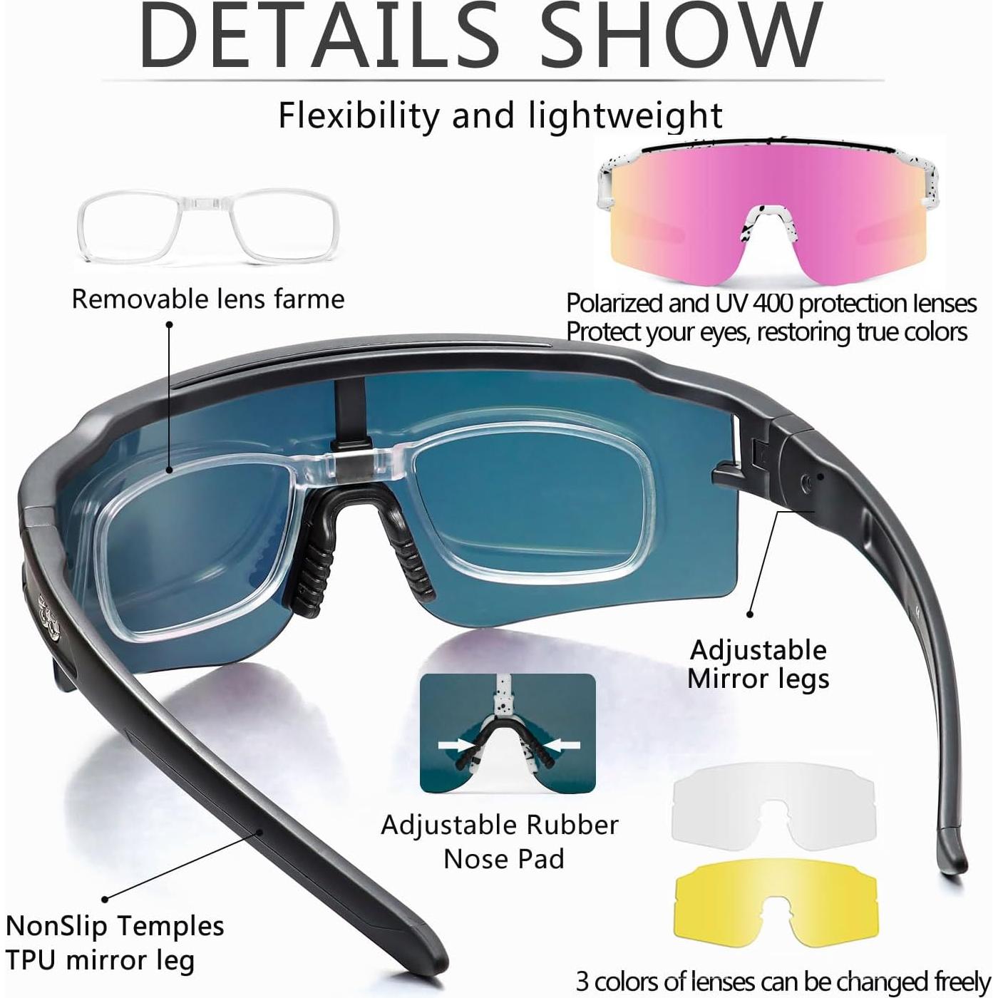 Gafas de Ciclismo SPOSUNE con 3 Lentes Intercambiables