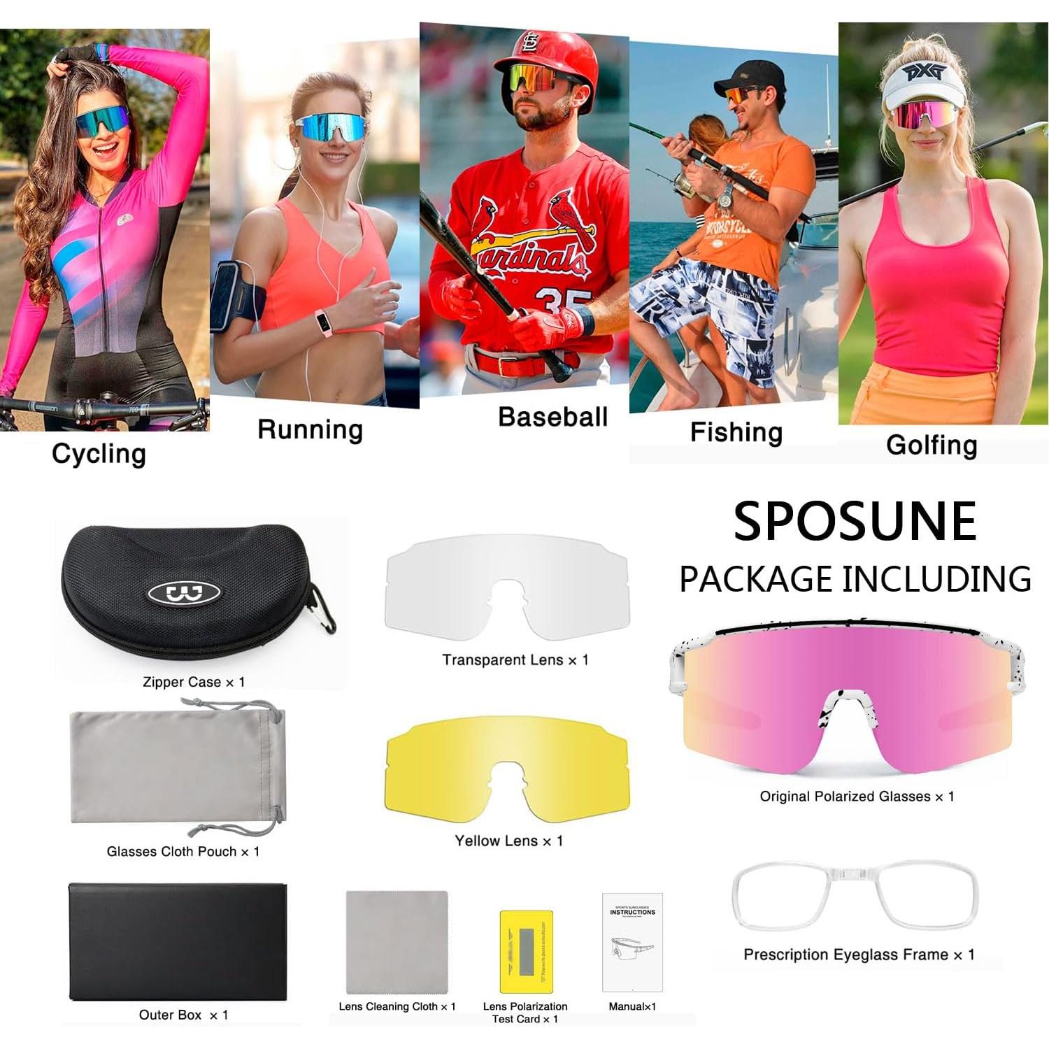 Gafas de Ciclismo SPOSUNE con 3 Lentes Intercambiables