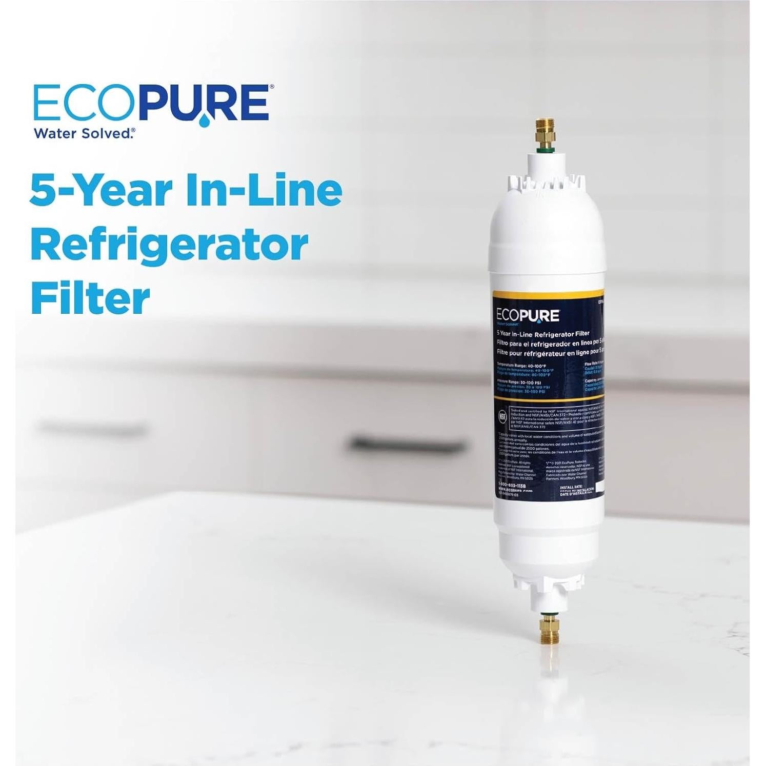 Filtro de Agua EcoPure EPINL30 5 Años Universal para Refrigerador
